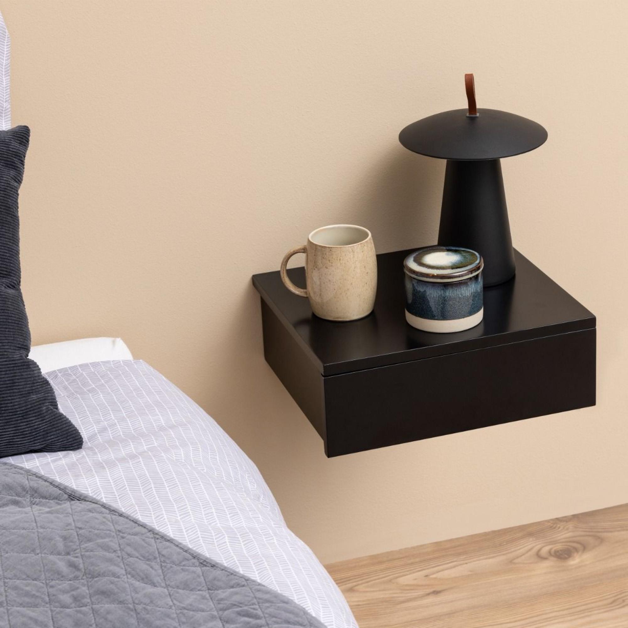 Avignon Black 1 Drawer Floating Bedside Table