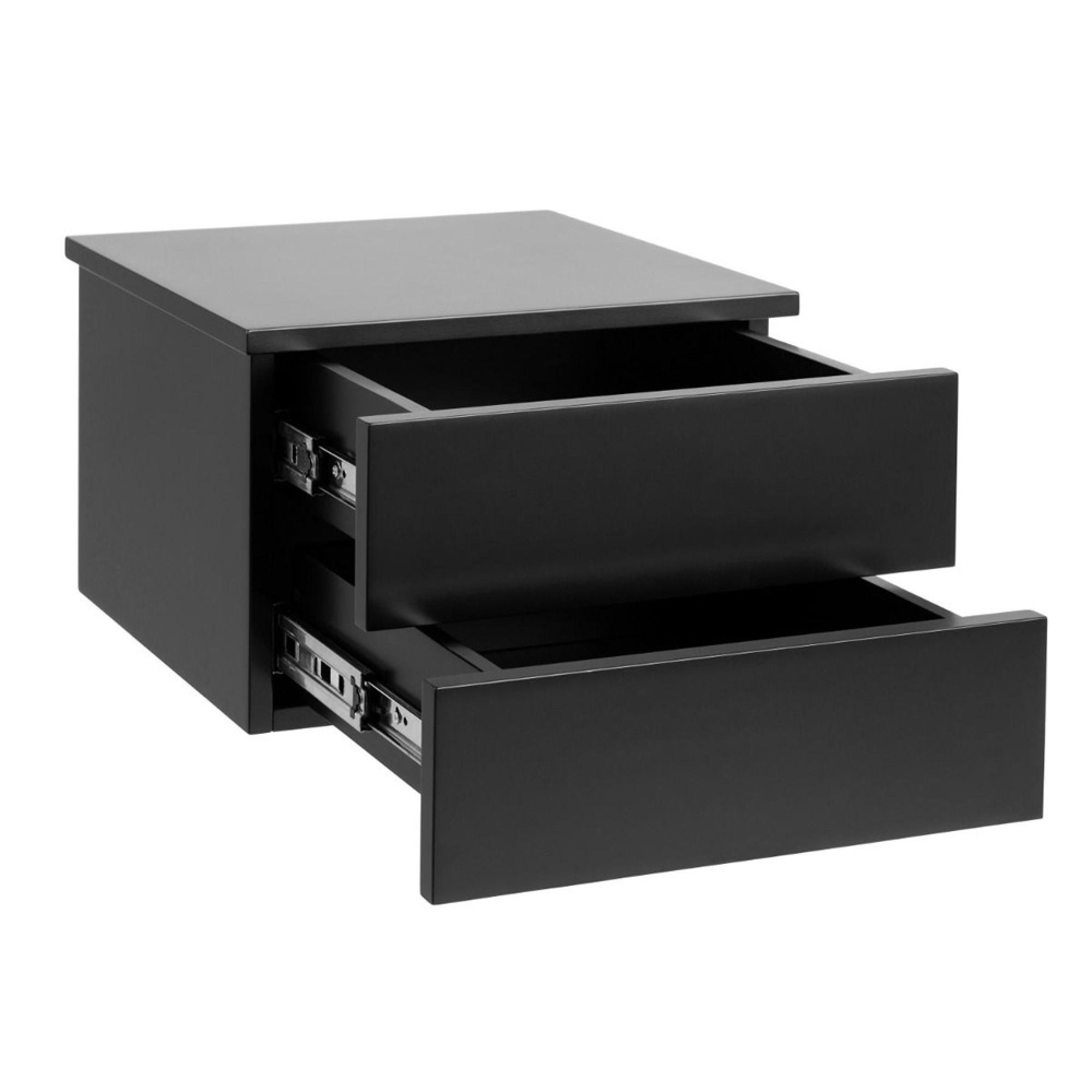 Avignon Bedside Table - Floating - 2 Drawer - Black