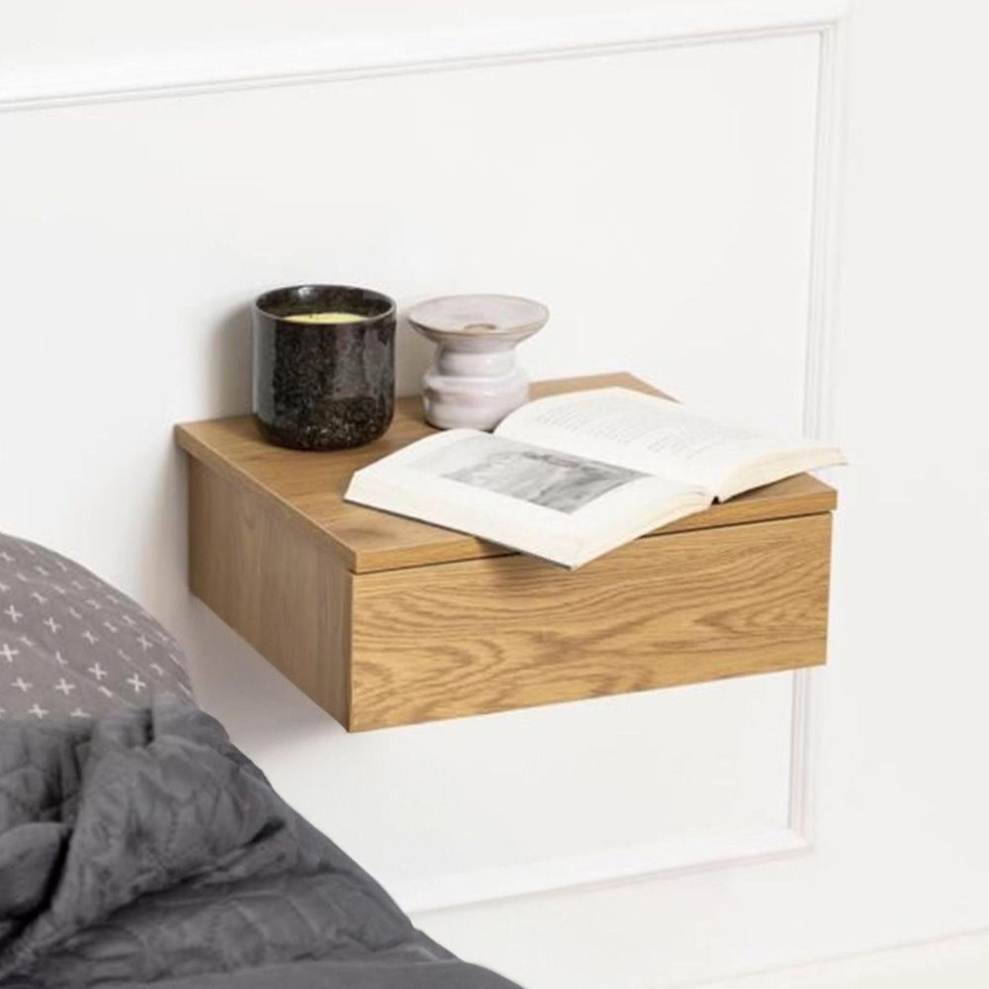Avignon Bedside Table - 1 Drawer - Wall Mounted - Floating - Oak