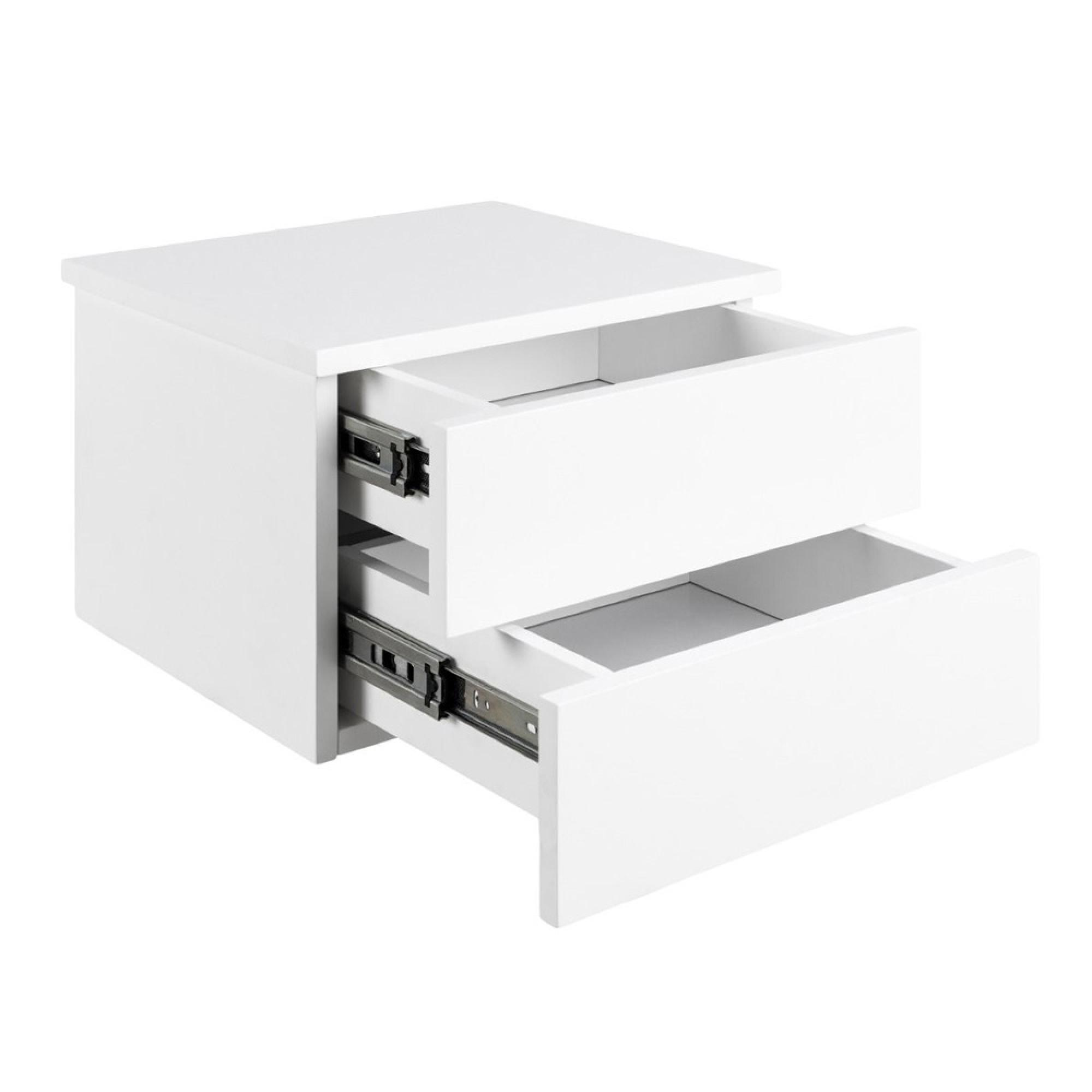 Avignon Bedside Table - Floating - 2 Drawer - White