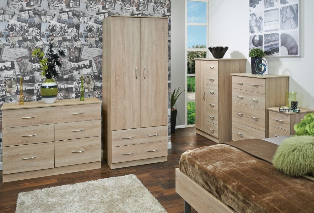 Avon Bedside Cabinet - 2 Drawer - Oak