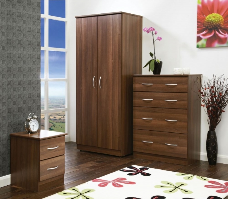 Avon Bedside Cabinet - 2 Drawer - Walnut