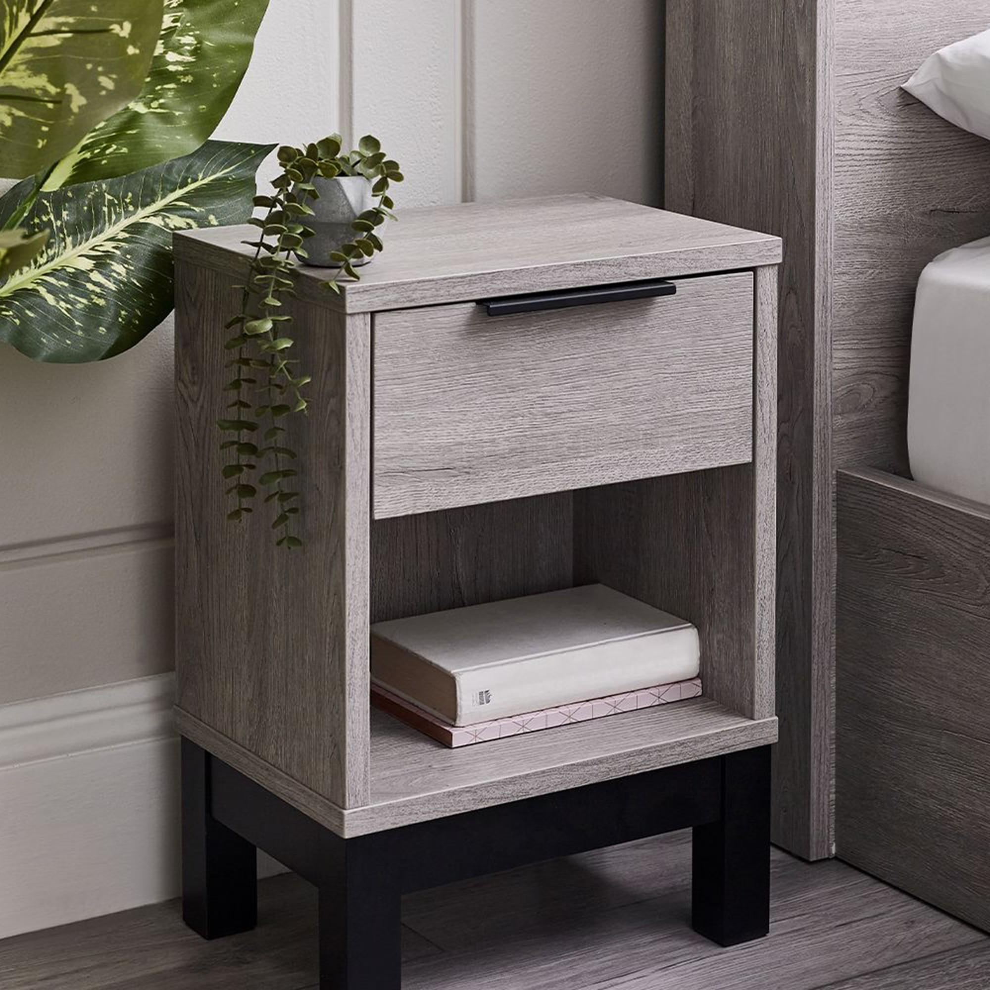 Bali Grey Oak Bedside Cabinet - 1 Drawer