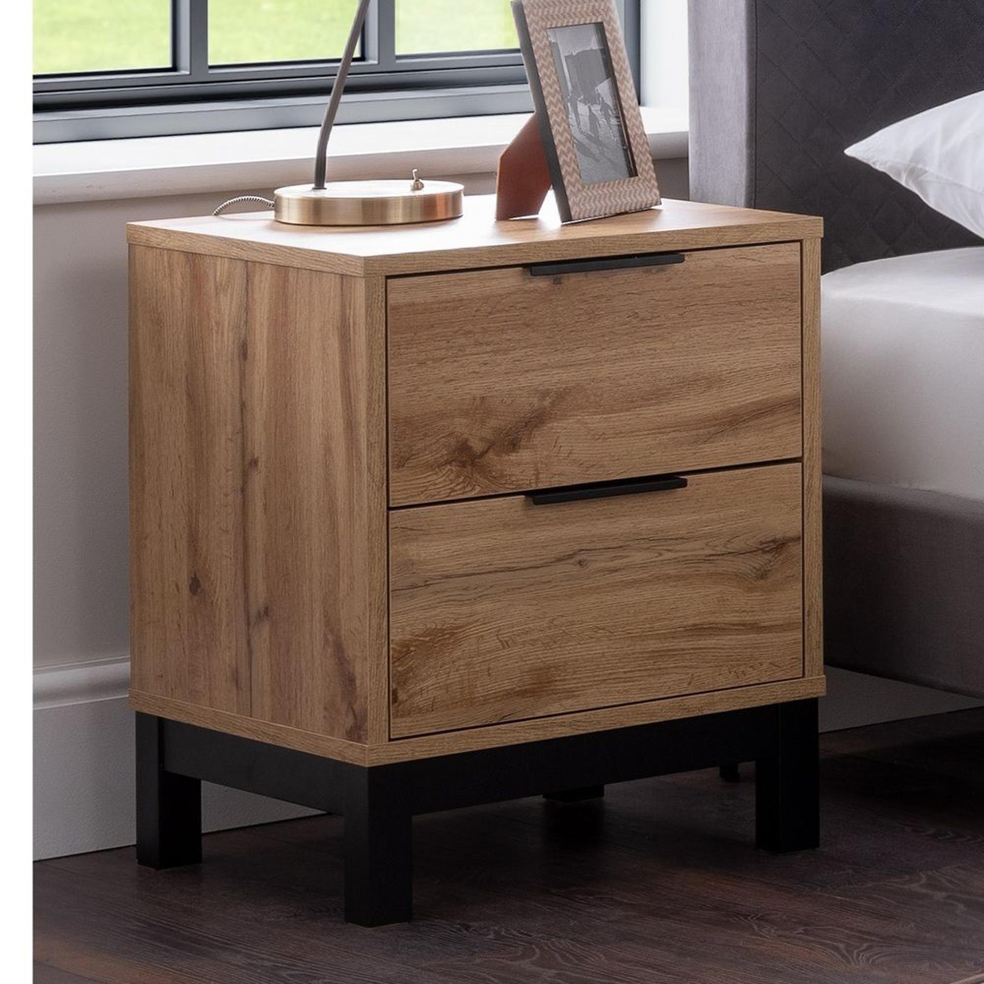 Bali Oak Bedside Cabinet - 2 Drawer