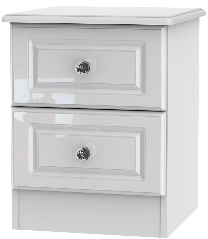 Balmoral White Gloss 2 Drawer Bedside Cabinet
