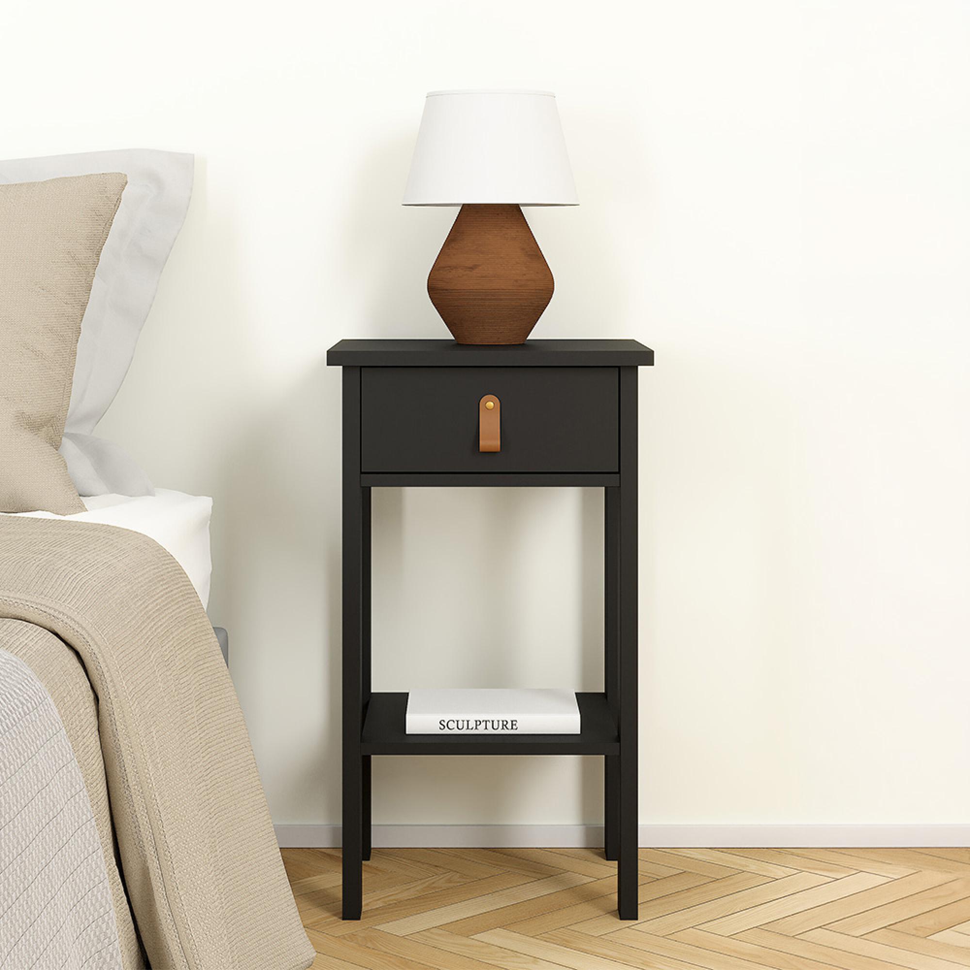 Barcelona Bedside Table - 1 Drawer - Matt Black