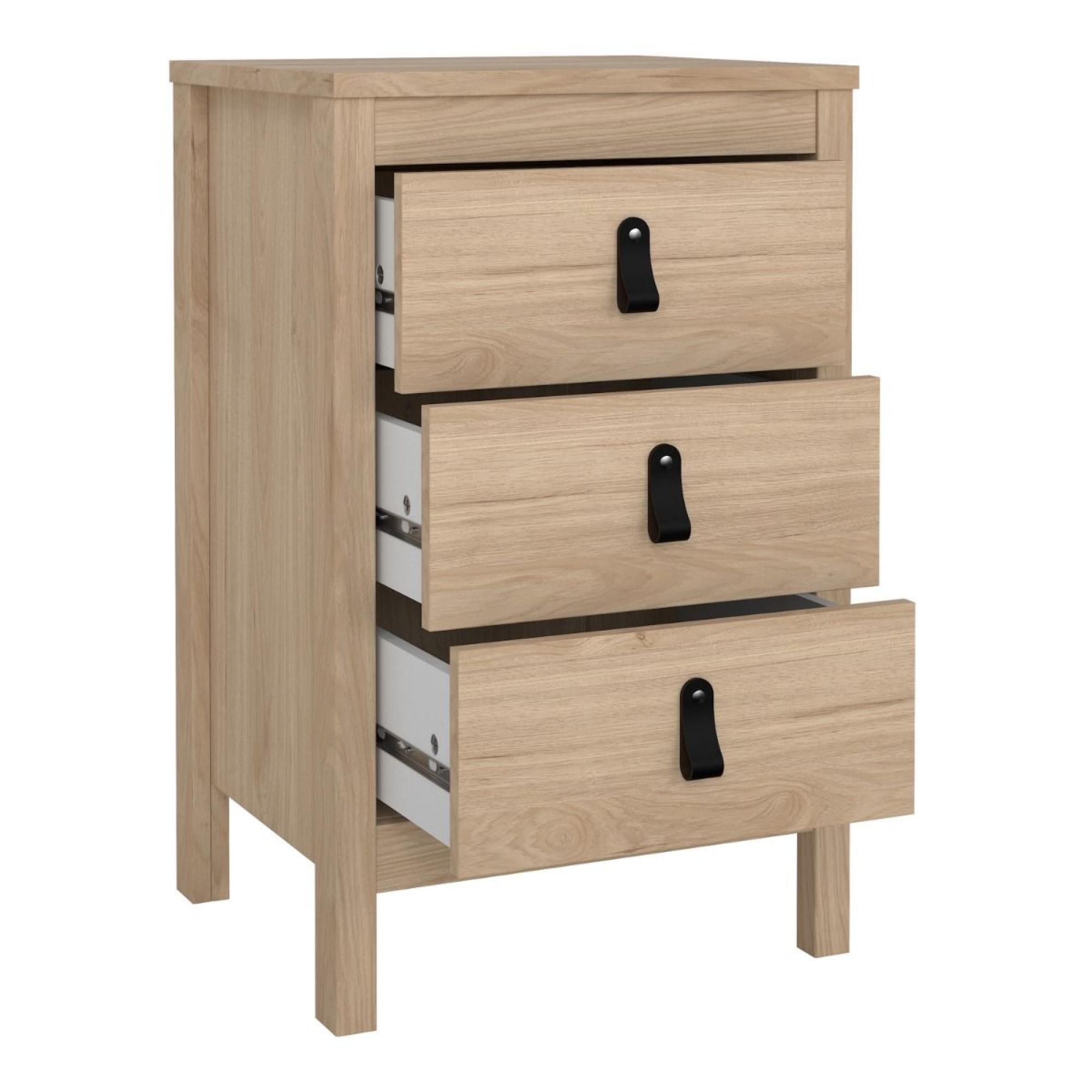 Barcelona Bedside Table - 3 Drawer - Jackson Hickory Oak