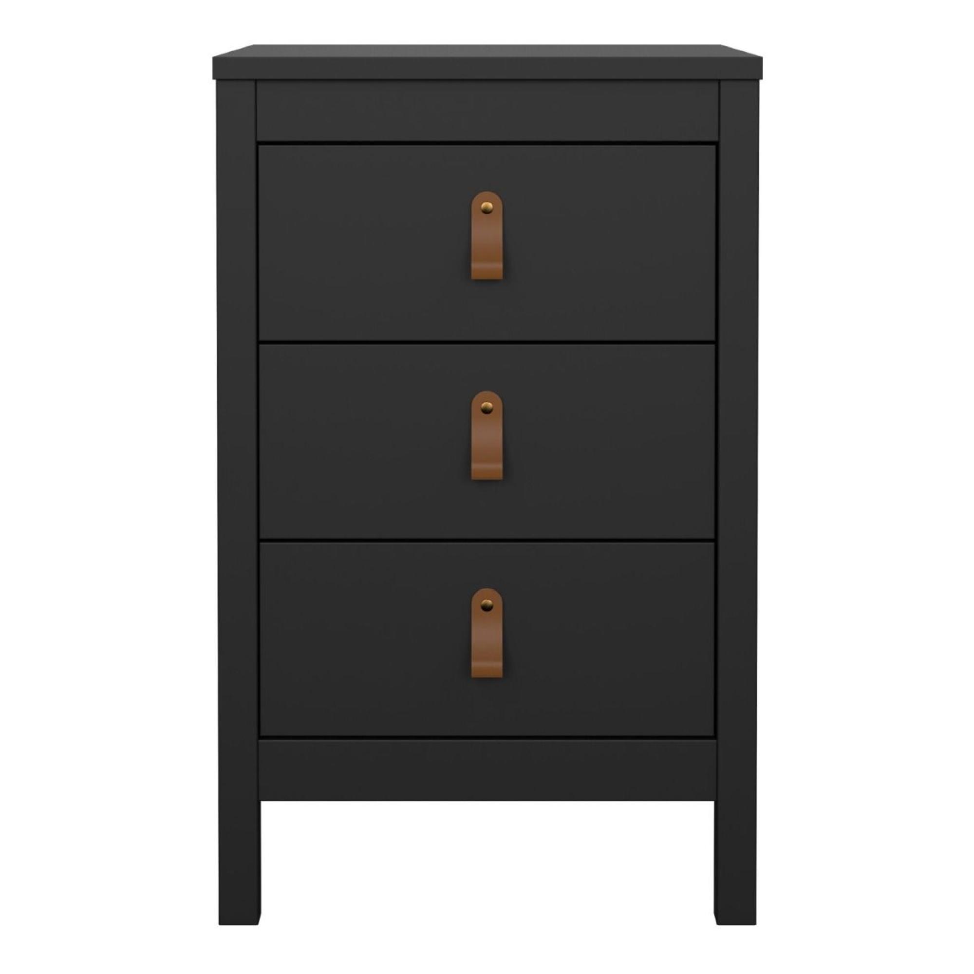 Barcelona Bedside Table - 3 Drawer - Matt Black