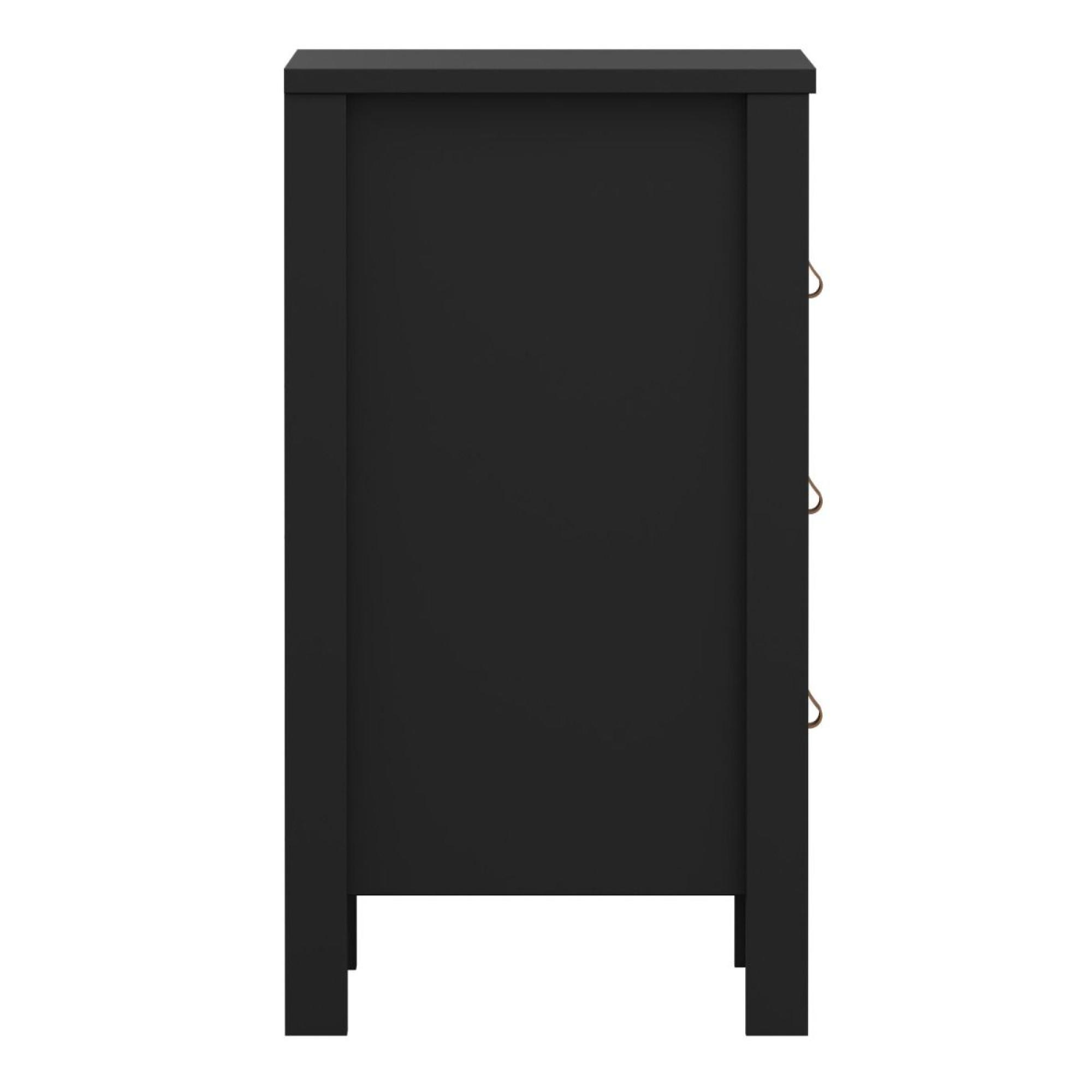 Barcelona Bedside Table - 3 Drawer - Matt Black