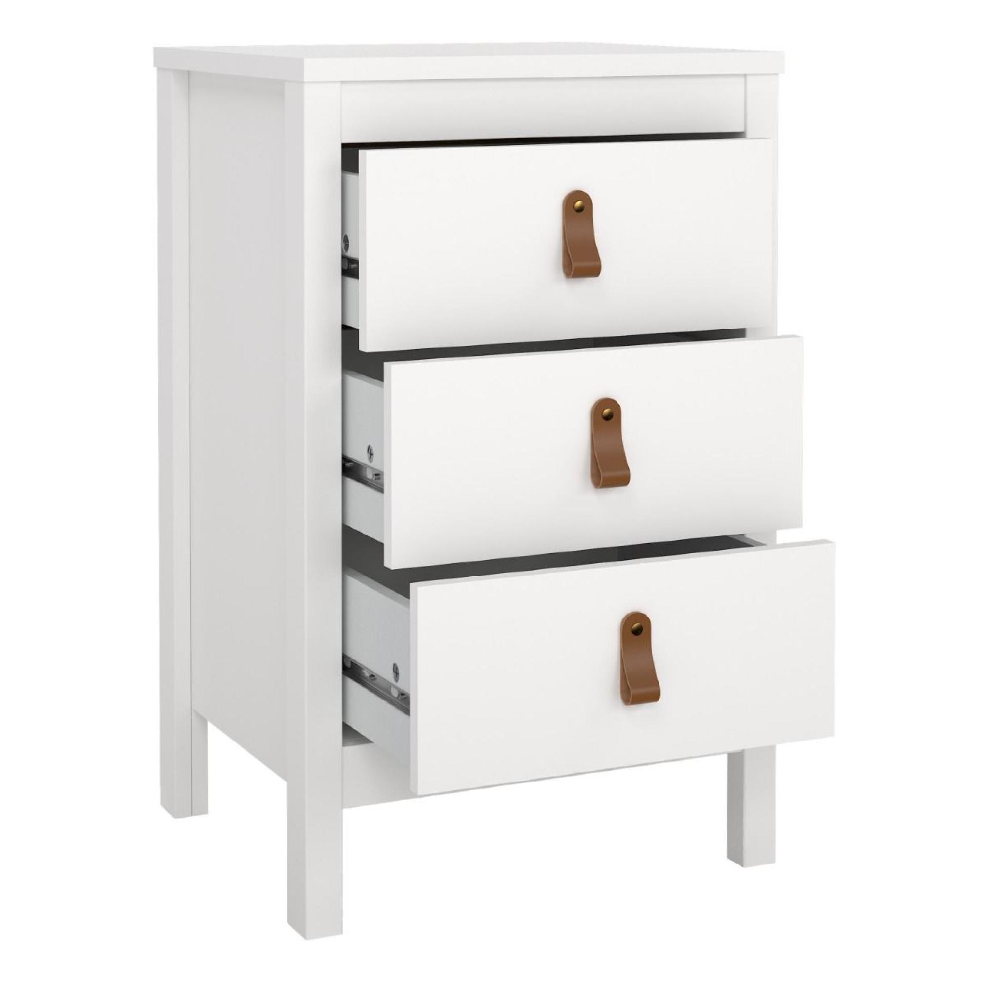 Barcelona Bedside Table - 3 Drawer - White