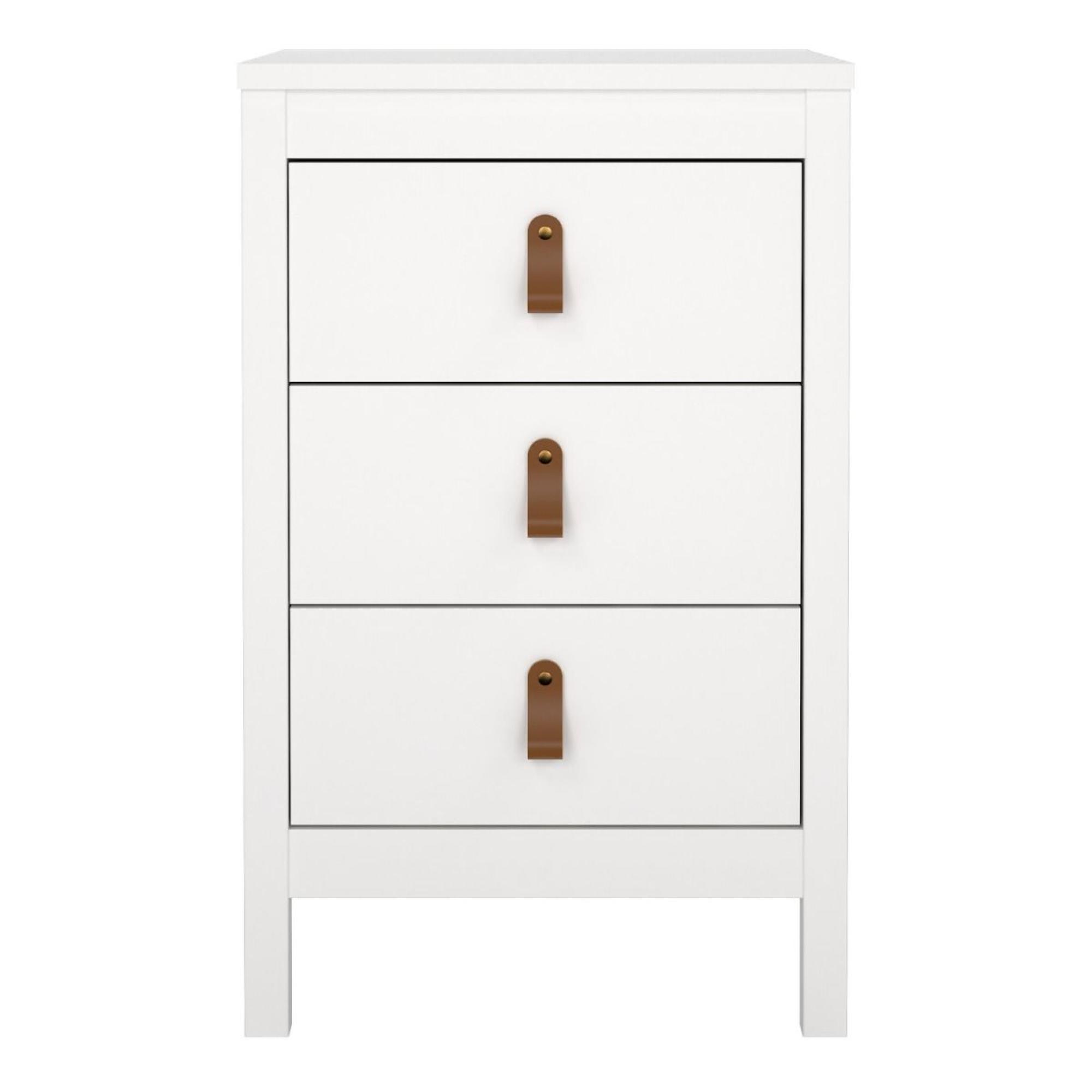 Barcelona Bedside Table - 3 Drawer - White