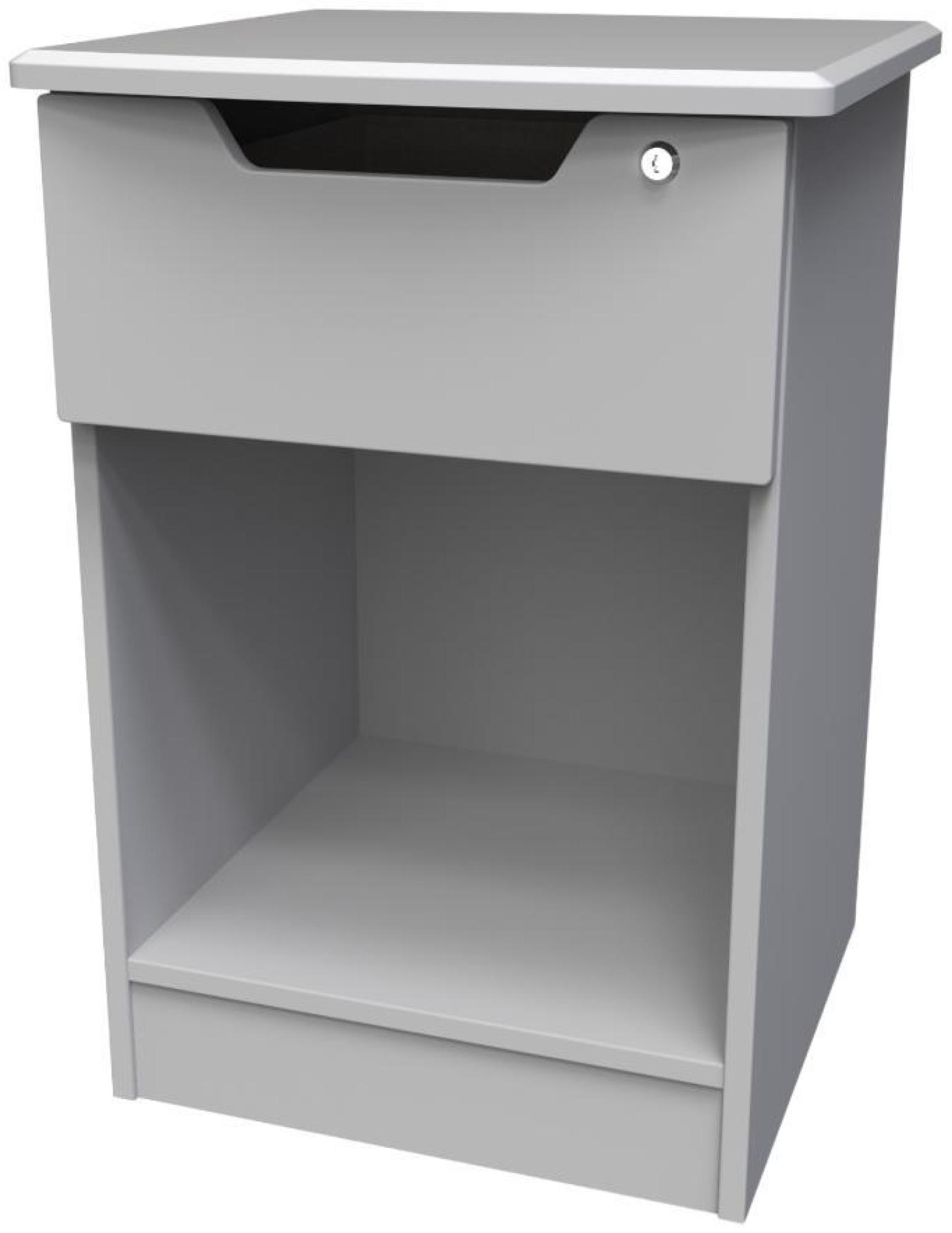 Bella Bedside Cabinet - 1 Drawer with Lock - Grey