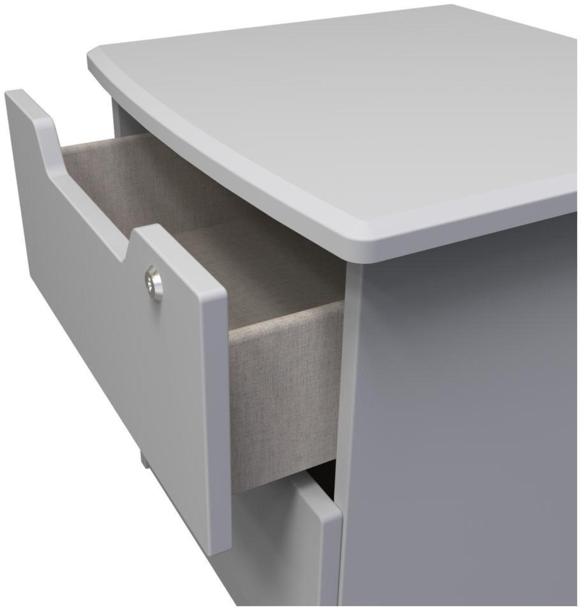 Bella Bedside Cabinet - 2 Drawer with Lock - Grey