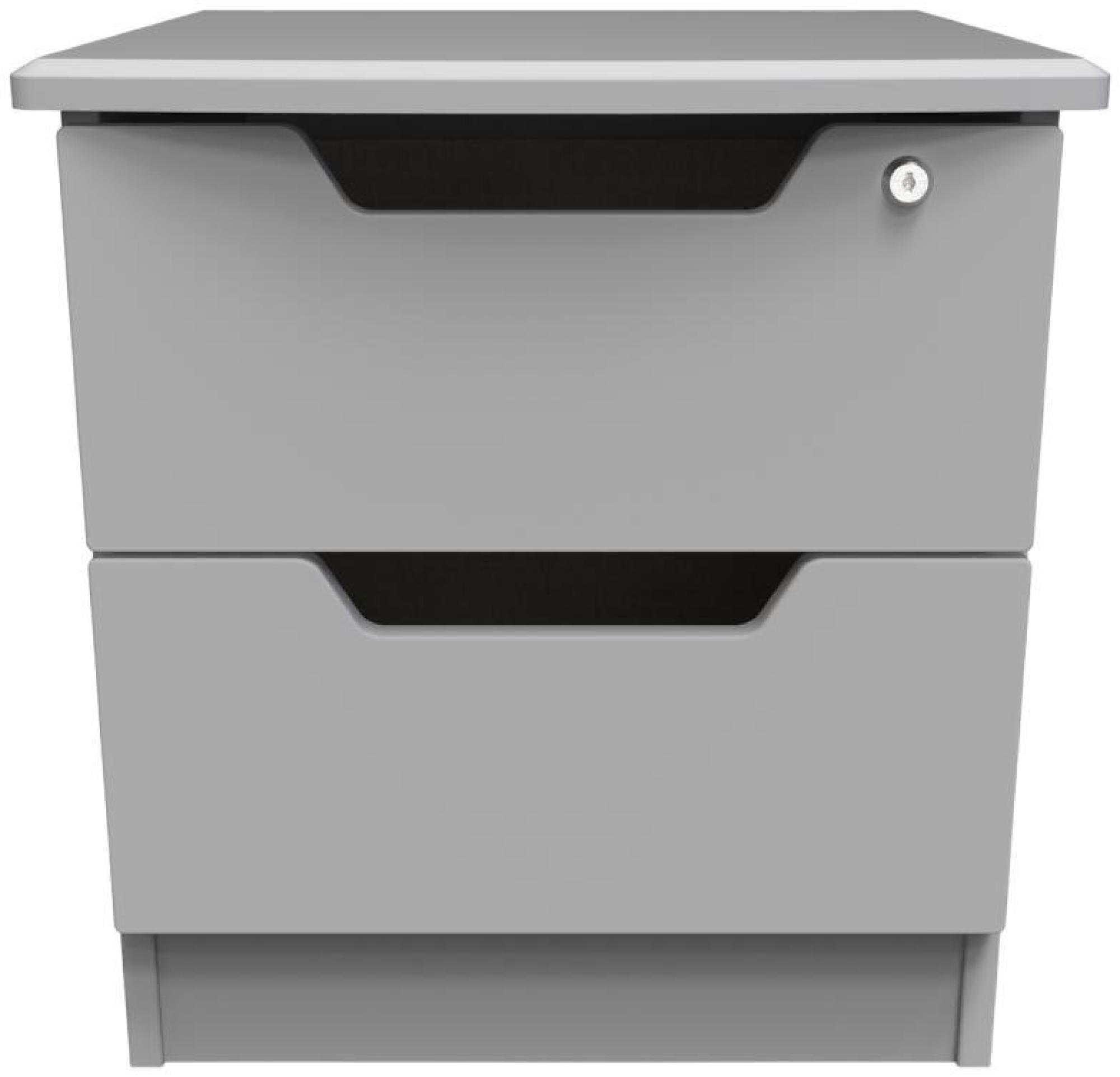Bella Grey 2 Drawer Bedside Cabinet with Lock