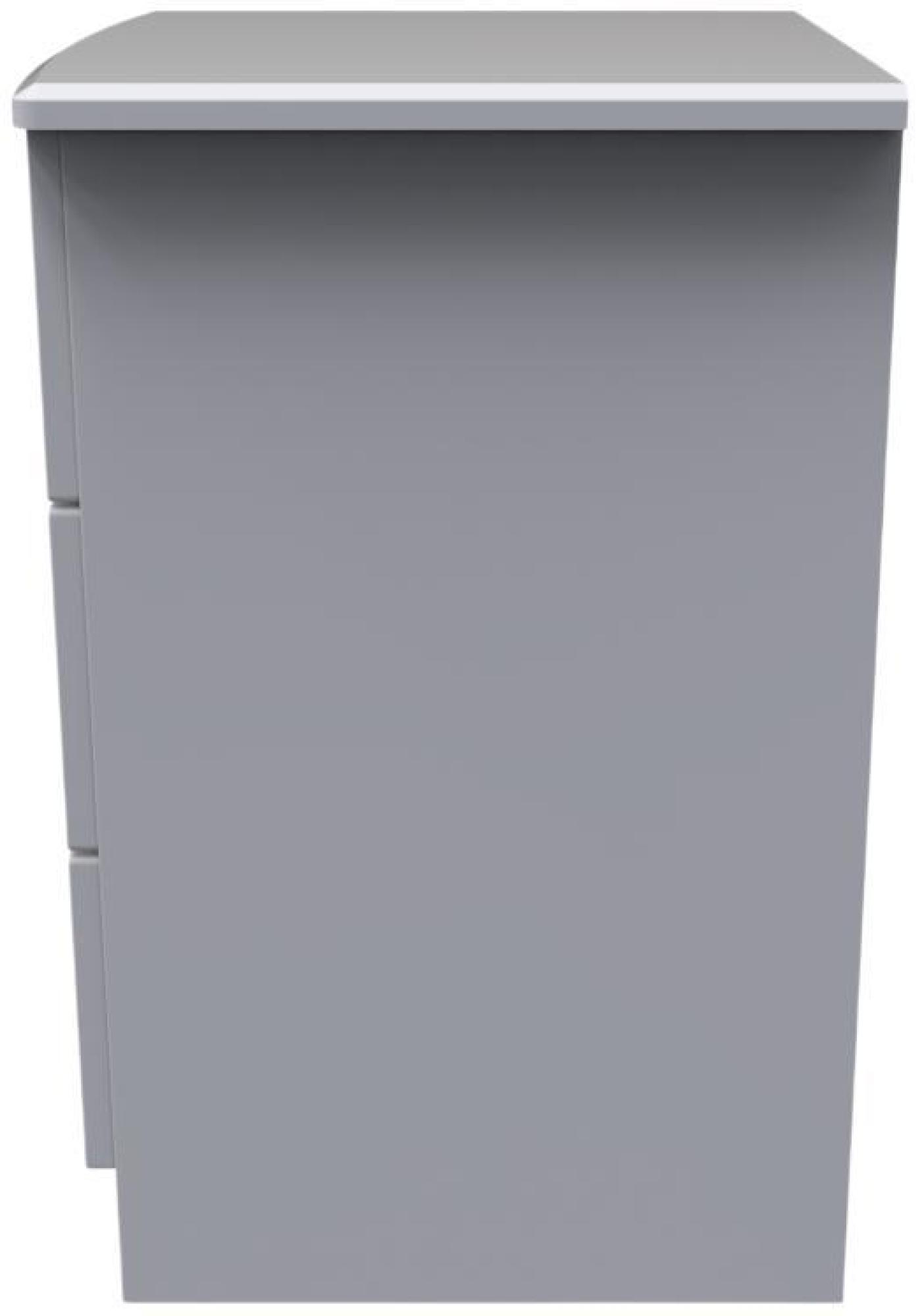 Bella Bedside Cabinet - 3 Drawer with Lock - Grey