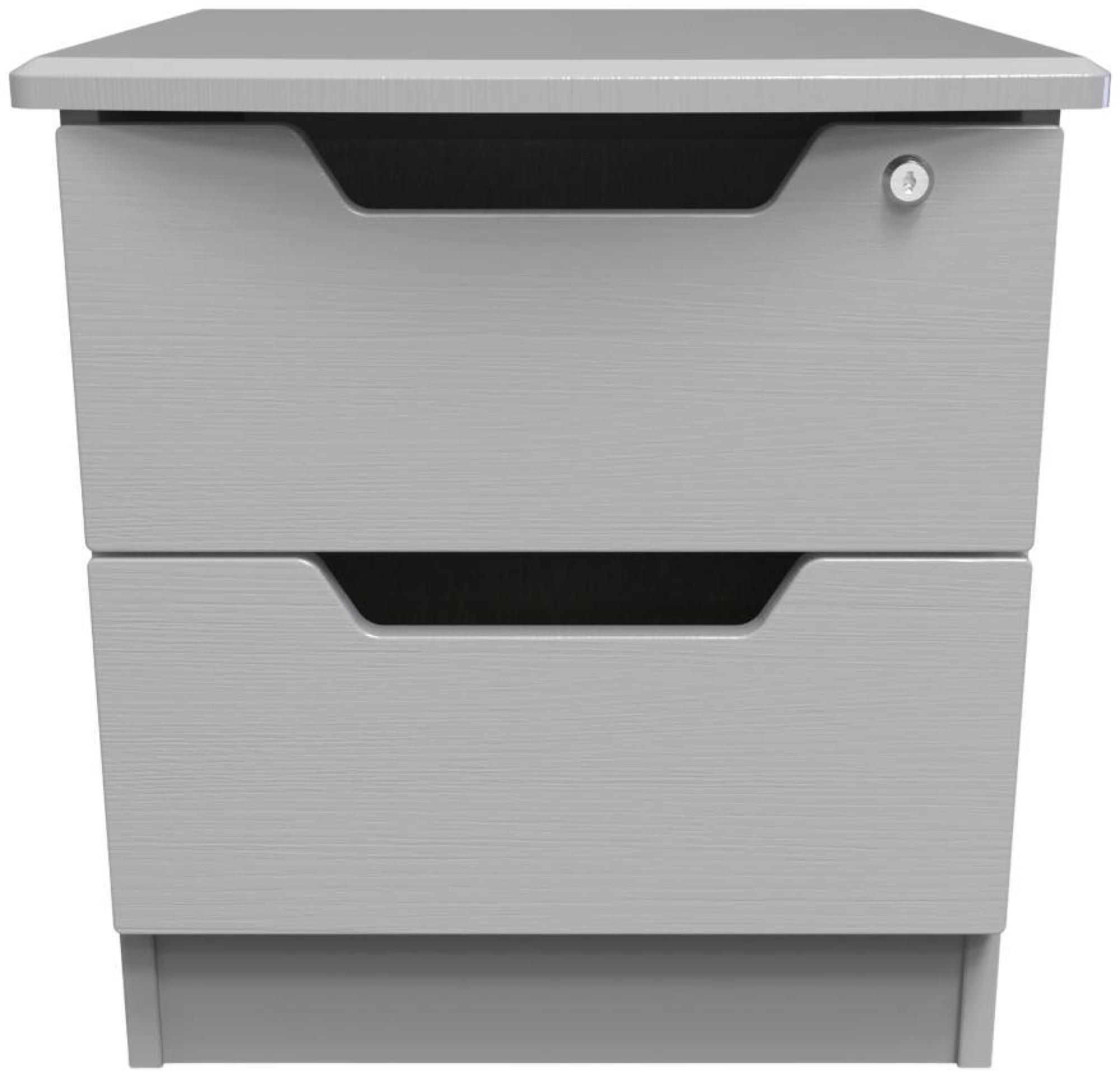 Bella Grey Ash 2 Drawer Bedside Cabinet with Lock
