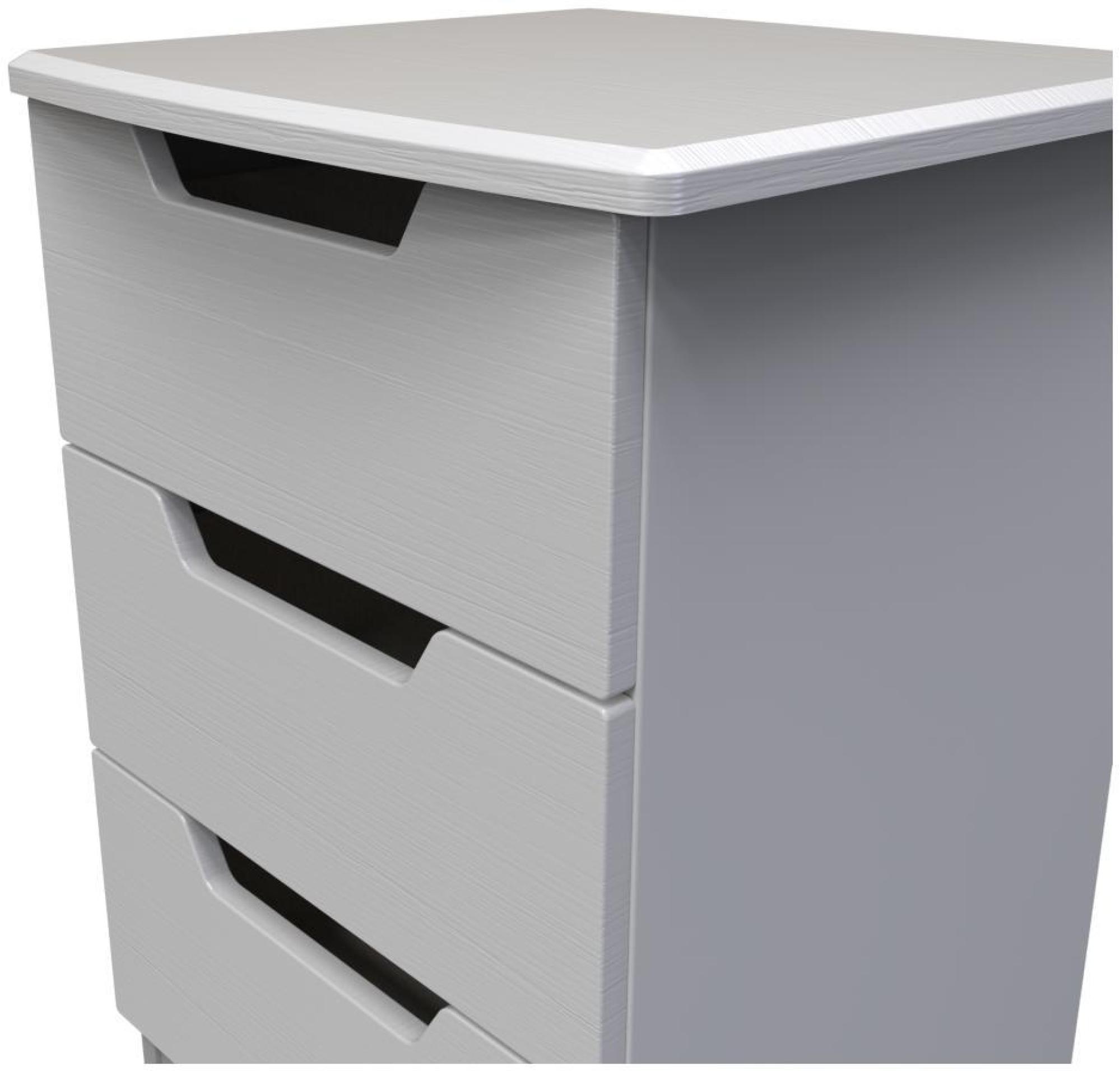 Bella Bedside Cabinet - 3 Drawer - Grey Ash