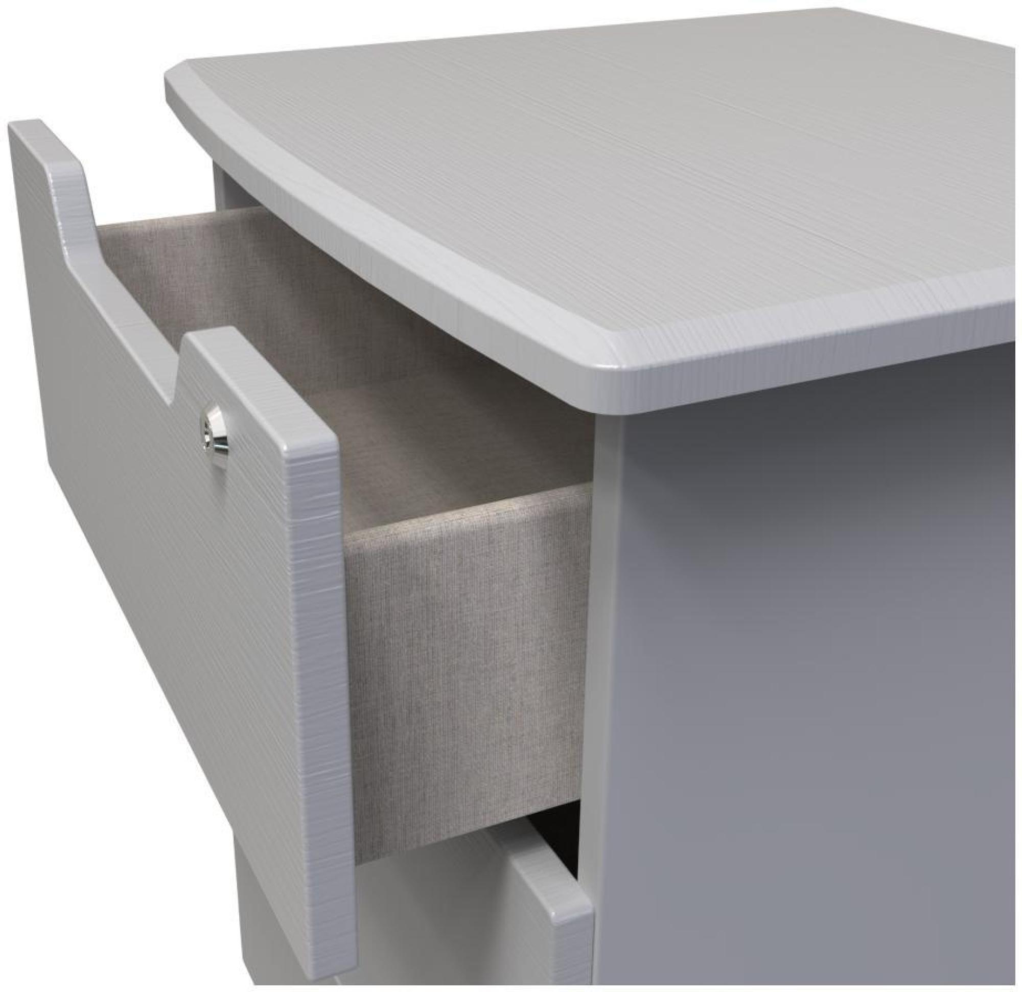 Bella Bedside Cabinet - 3 Drawer with Lock - Grey Ash