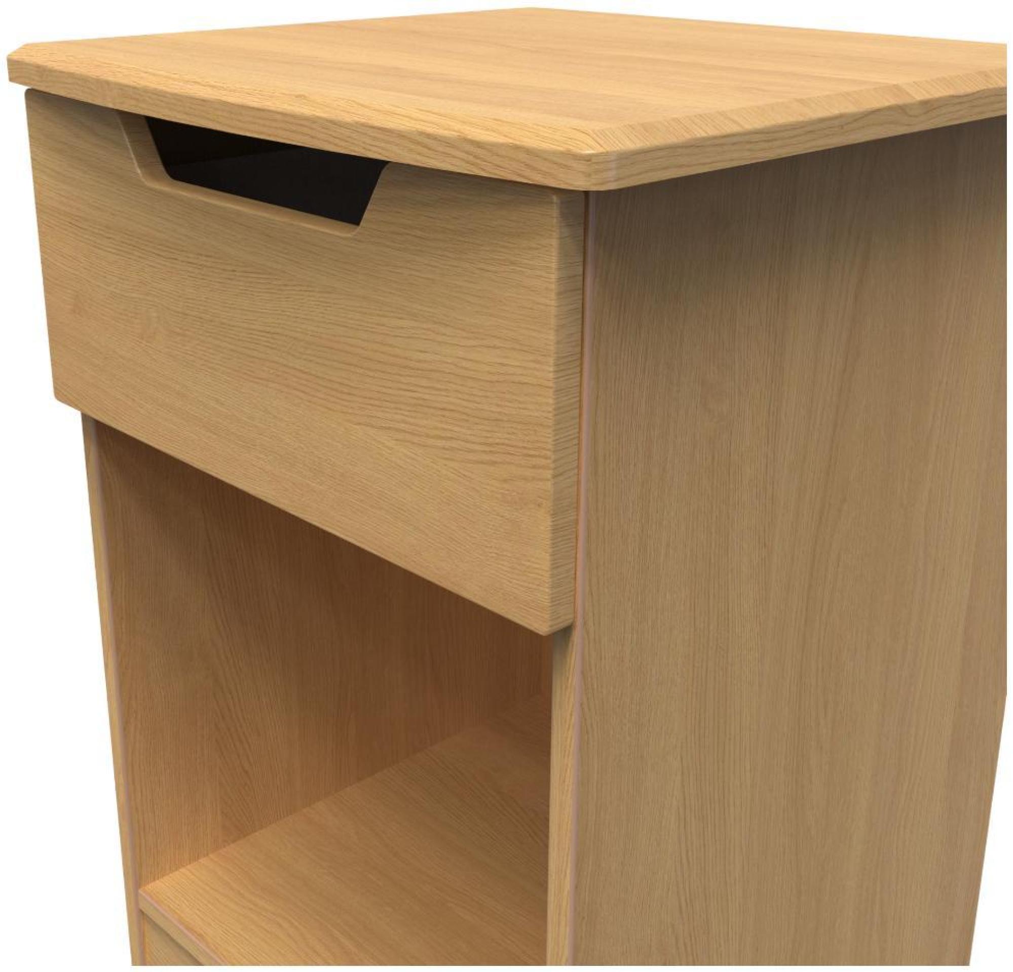 Bella Bedside Cabinet - 1 Drawer - Oak