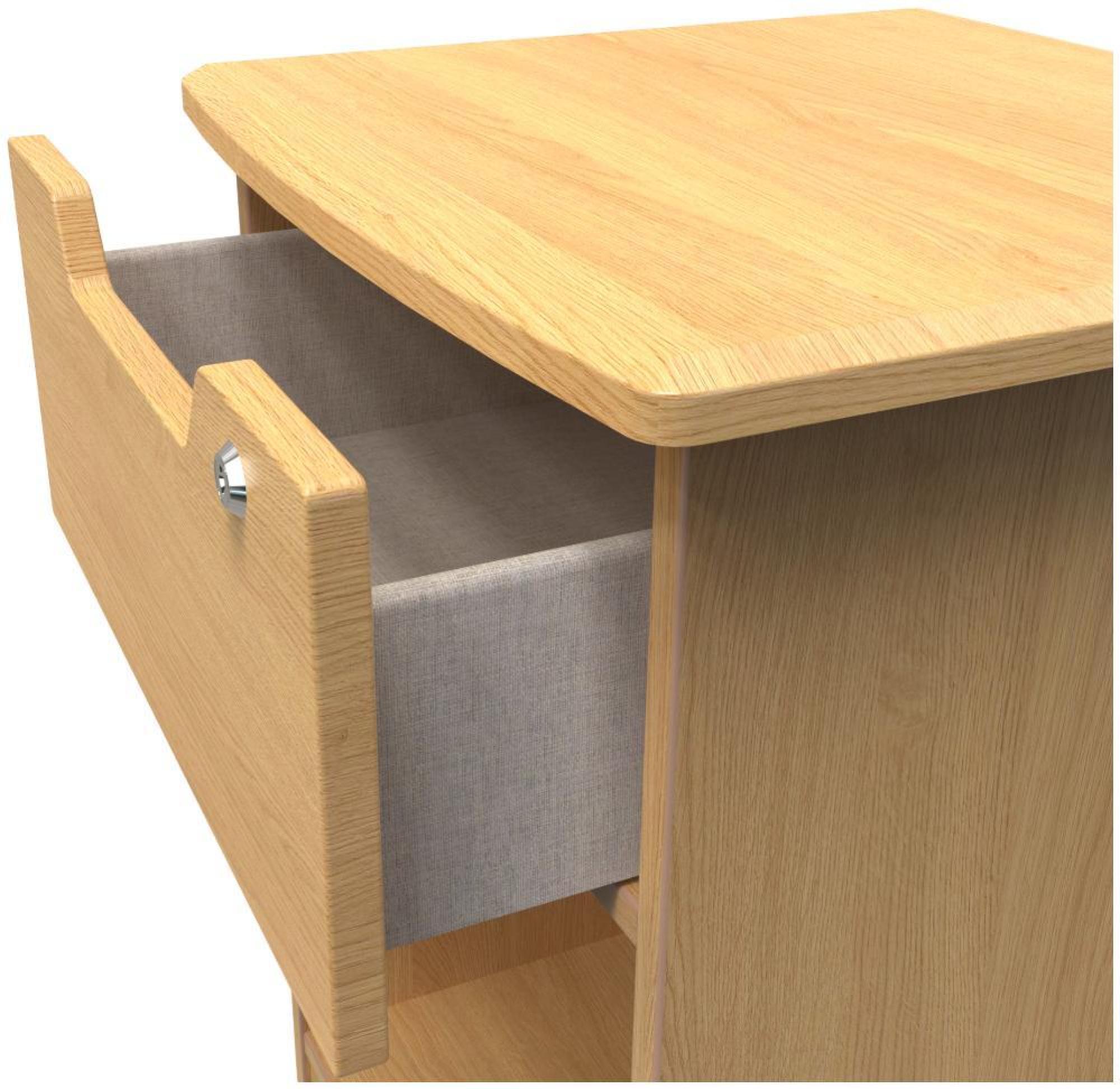 Bella Bedside Cabinet - 1 Drawer with Lock - Oak