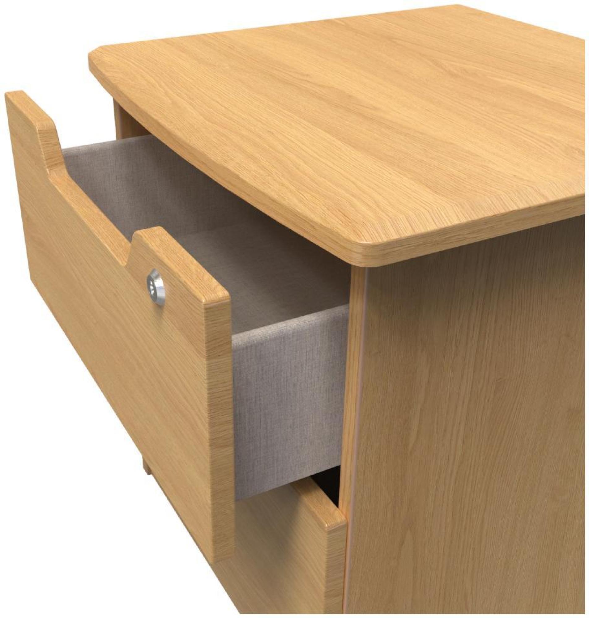 Bella Bedside Cabinet - 2 Drawer with Lock - Oak