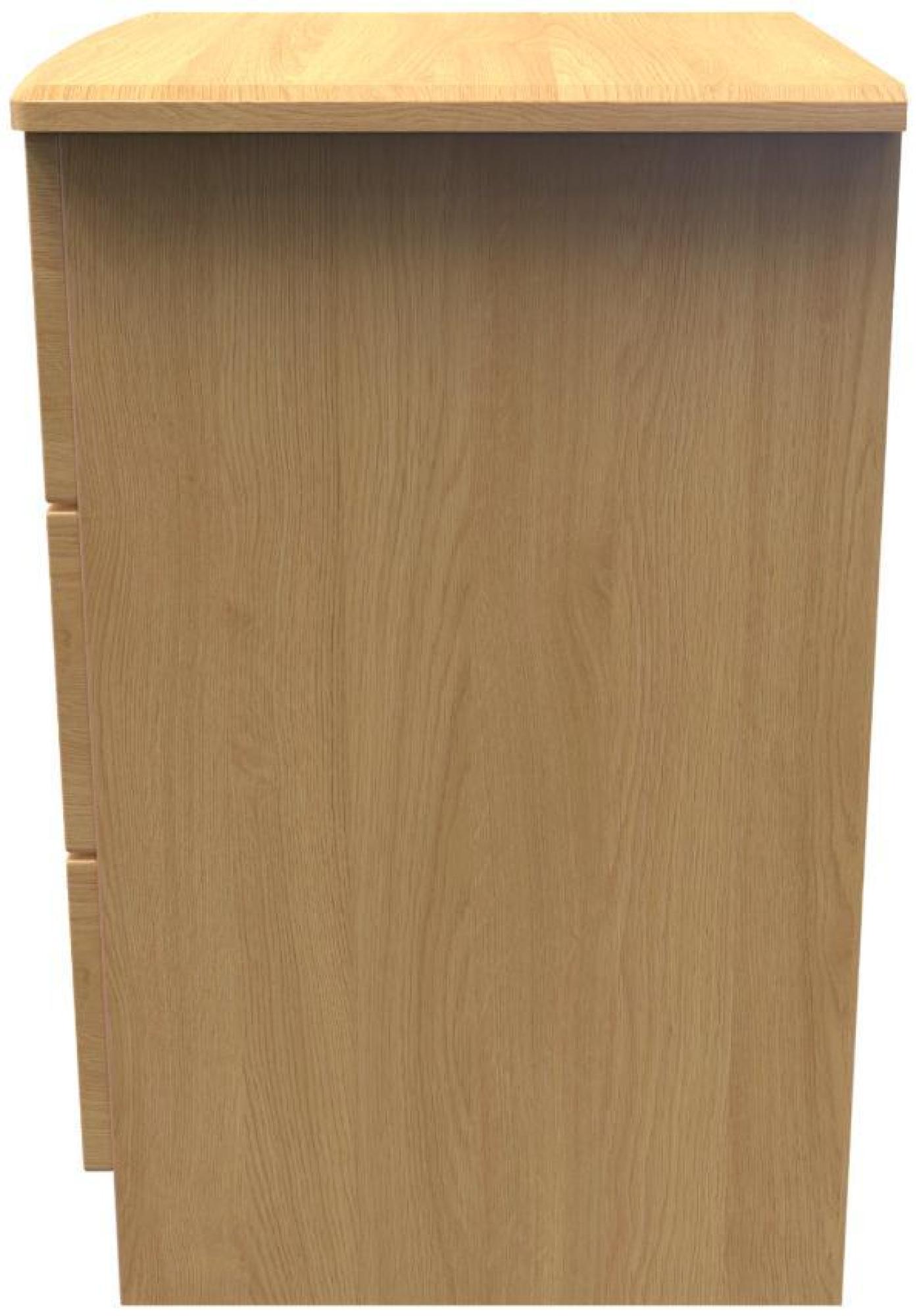 Bella Bedside Cabinet - 3 Drawer with Lock - Oak