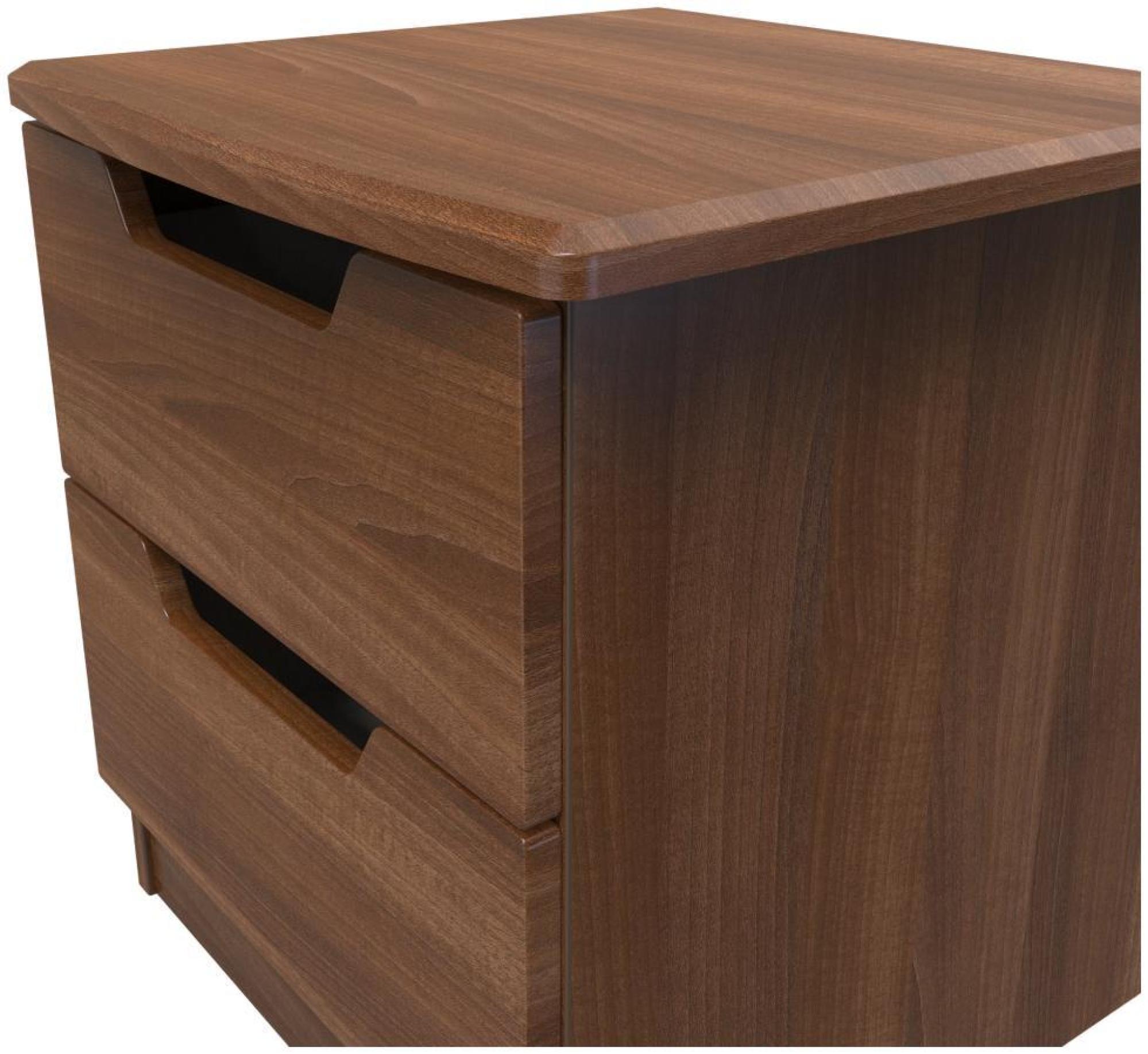 Bella Bedside Cabinet - 2 Drawer - Walnut
