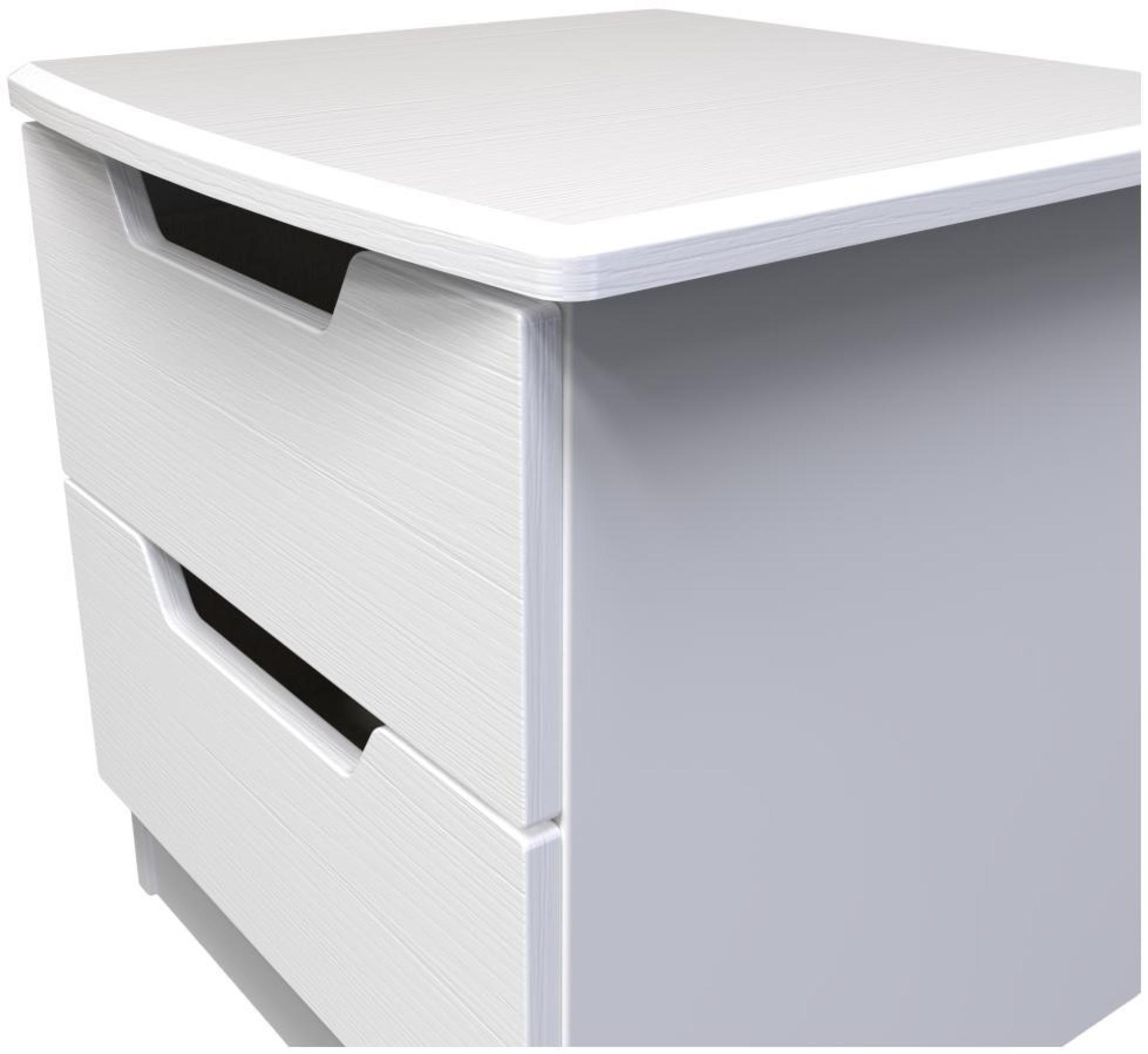 Bella Bedside Cabinet - 2 Drawer - White