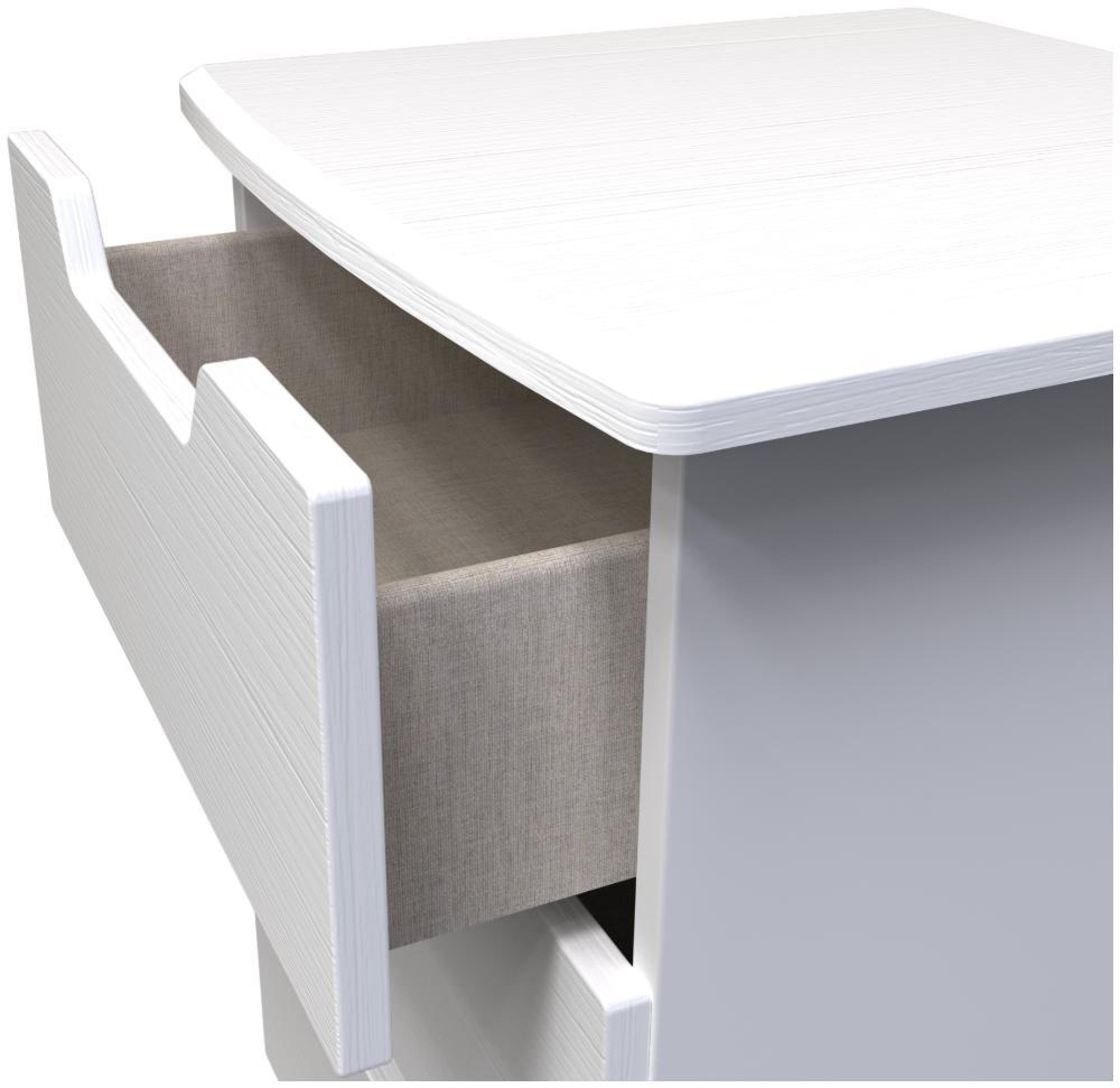 Bella Bedside Cabinet - 3 Drawer - White
