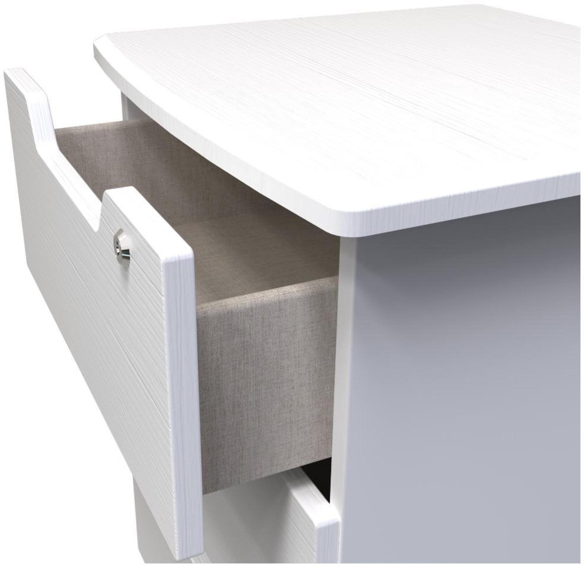 Bella Bedside Cabinet - 3 Drawer with Lock - White