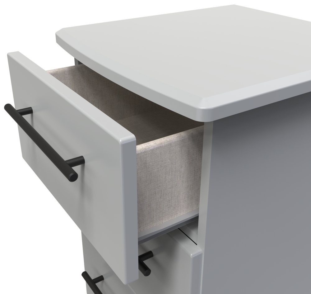 Beverley Bedside Cabinet - 3 Drawer - Grey