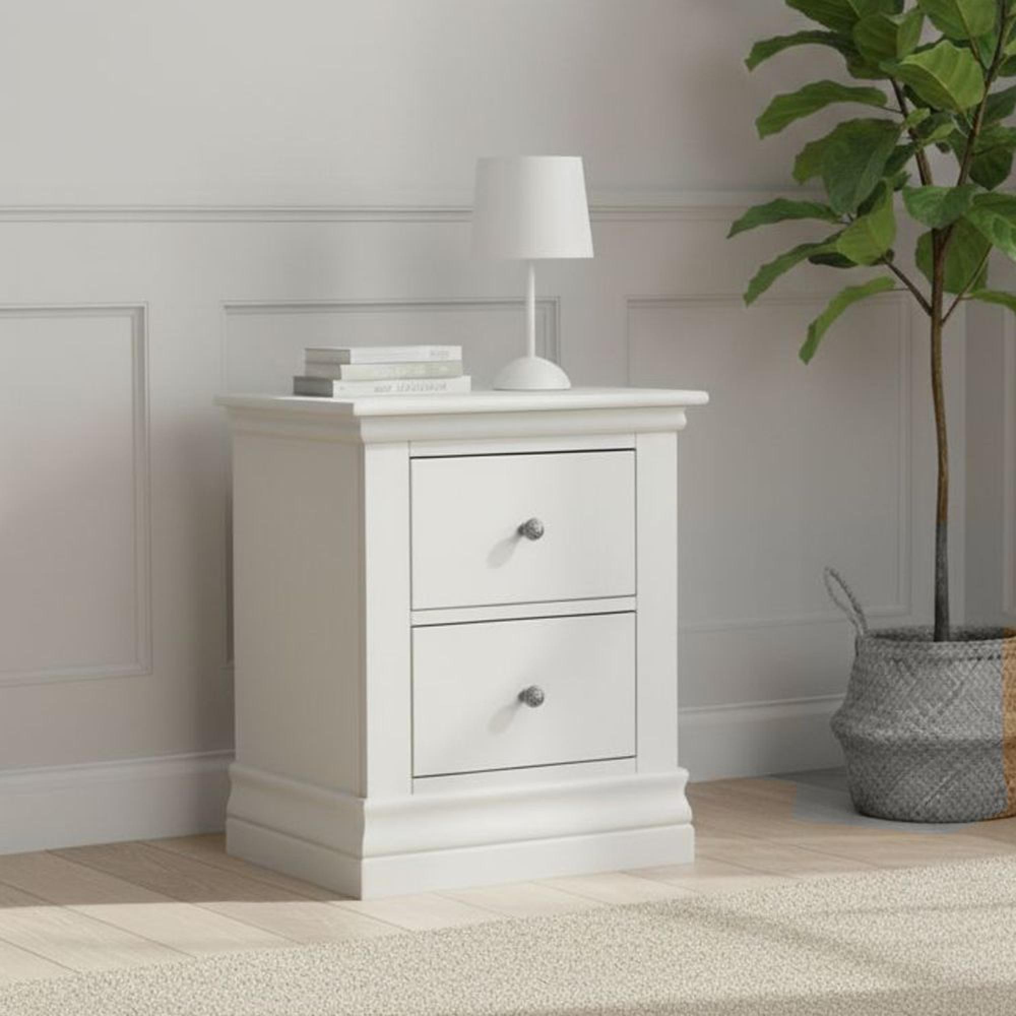 Bordeaux Narrow Bedside Cabinet - 2 Drawer - Cotton