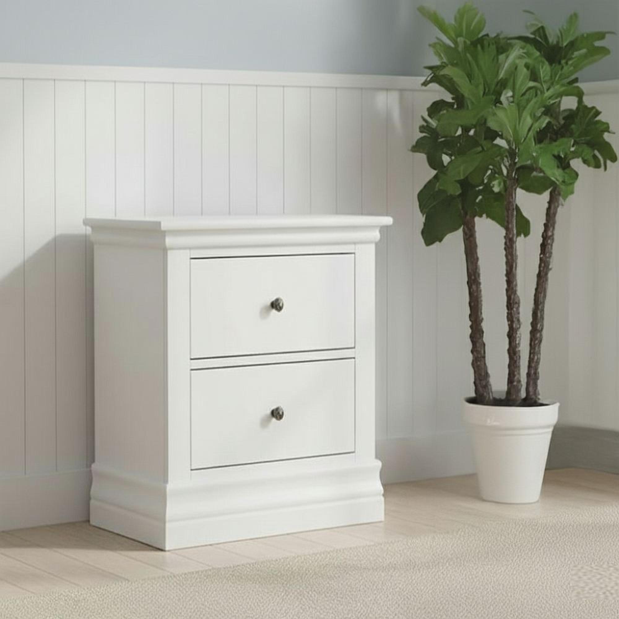 Bordeaux Bedside Cabinet - 2 Drawer - White