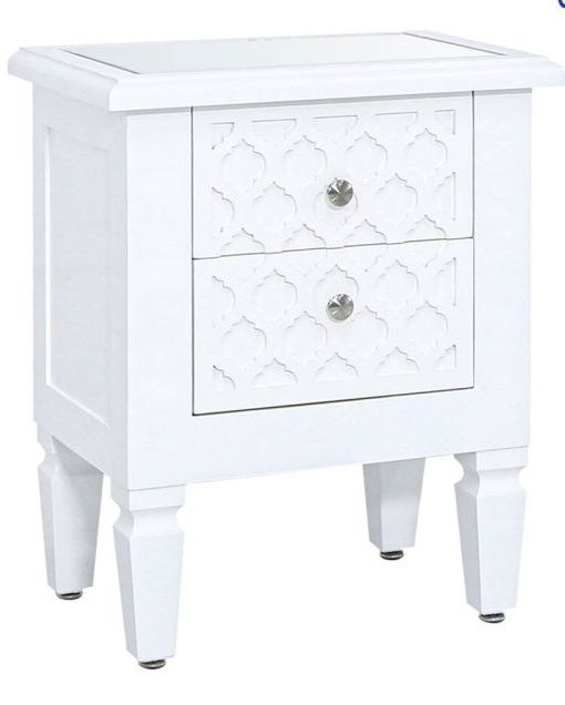 Casablanca Bedside Cabinet - 2 Drawer - White