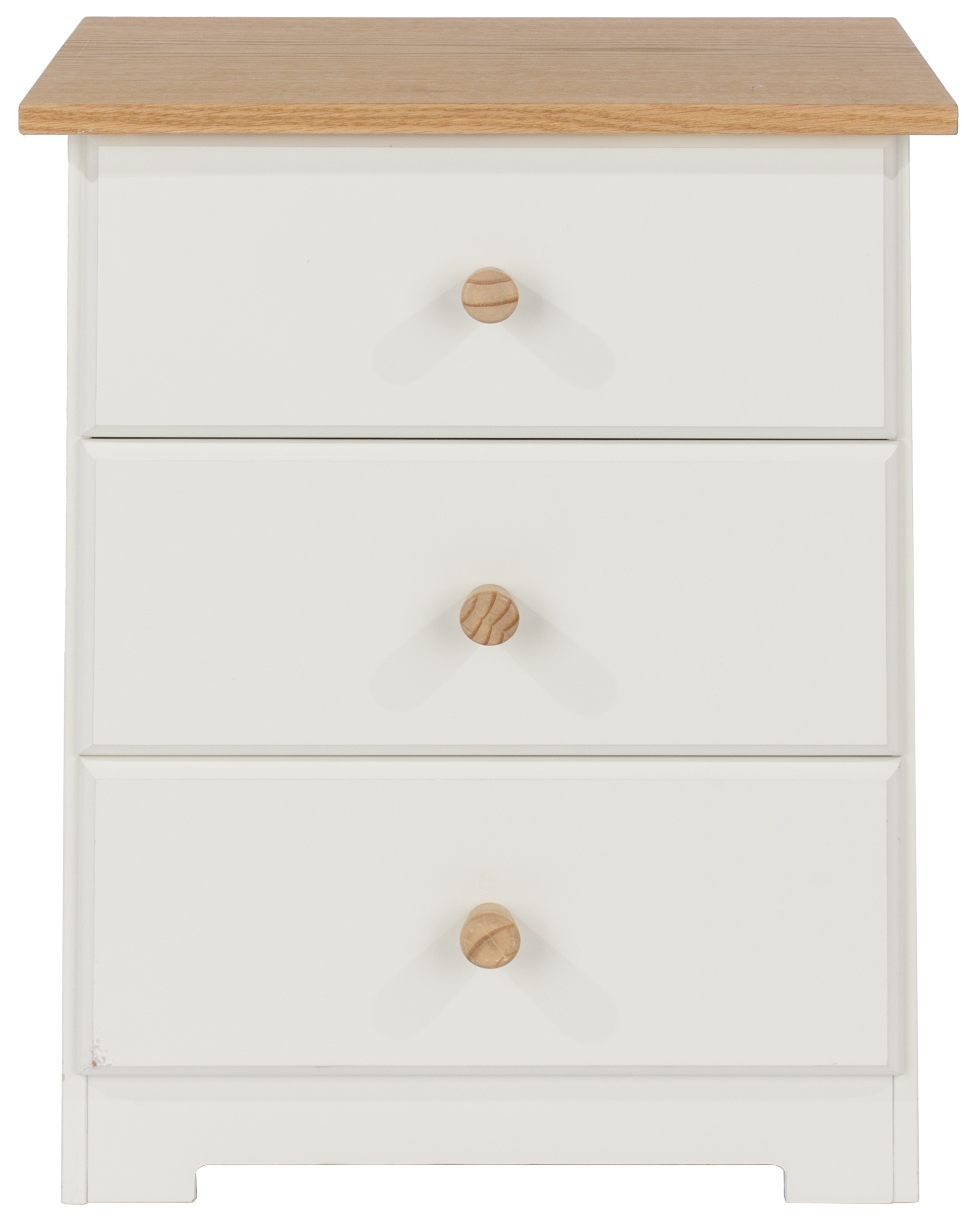Colorado White 3 Drawer Bedside Cabinet