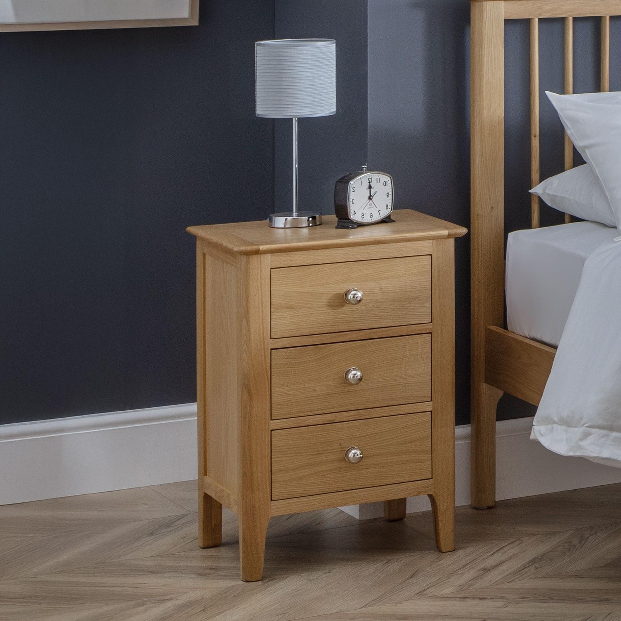Cotswold Bedside Cabinet - 3 Drawer - Oak