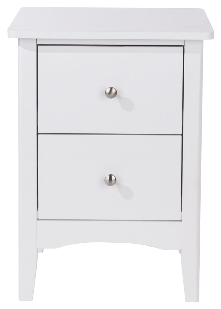 Como White Painted 2 Drawer Bedside Cabinet