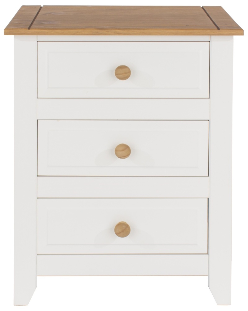 Capri White 3 Drawer Bedside Cabinet