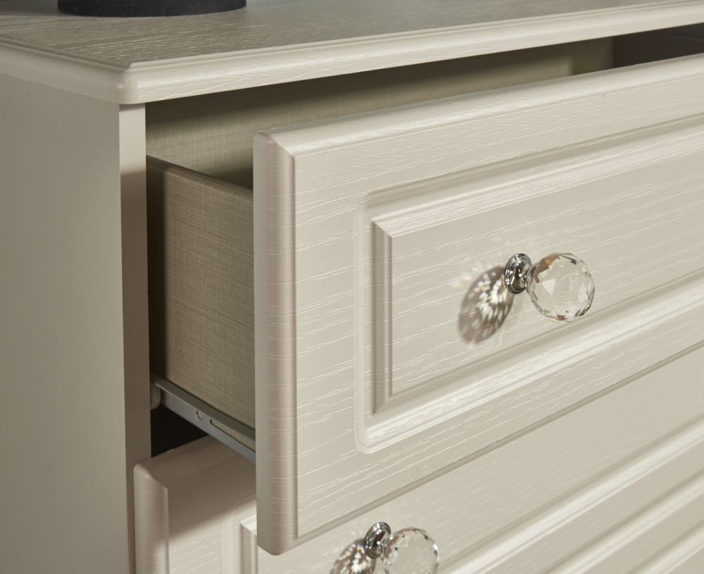 Crystal Bedside Cabinet - 3 Drawer - Cashmere