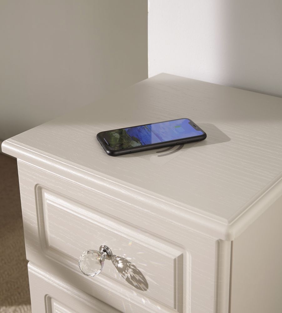 Crystal Bedside Cabinet - 3 Drawer - Cashmere