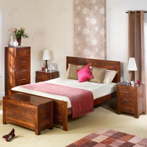 Cube Sheesham 3 Drawer Bedside Cabinet