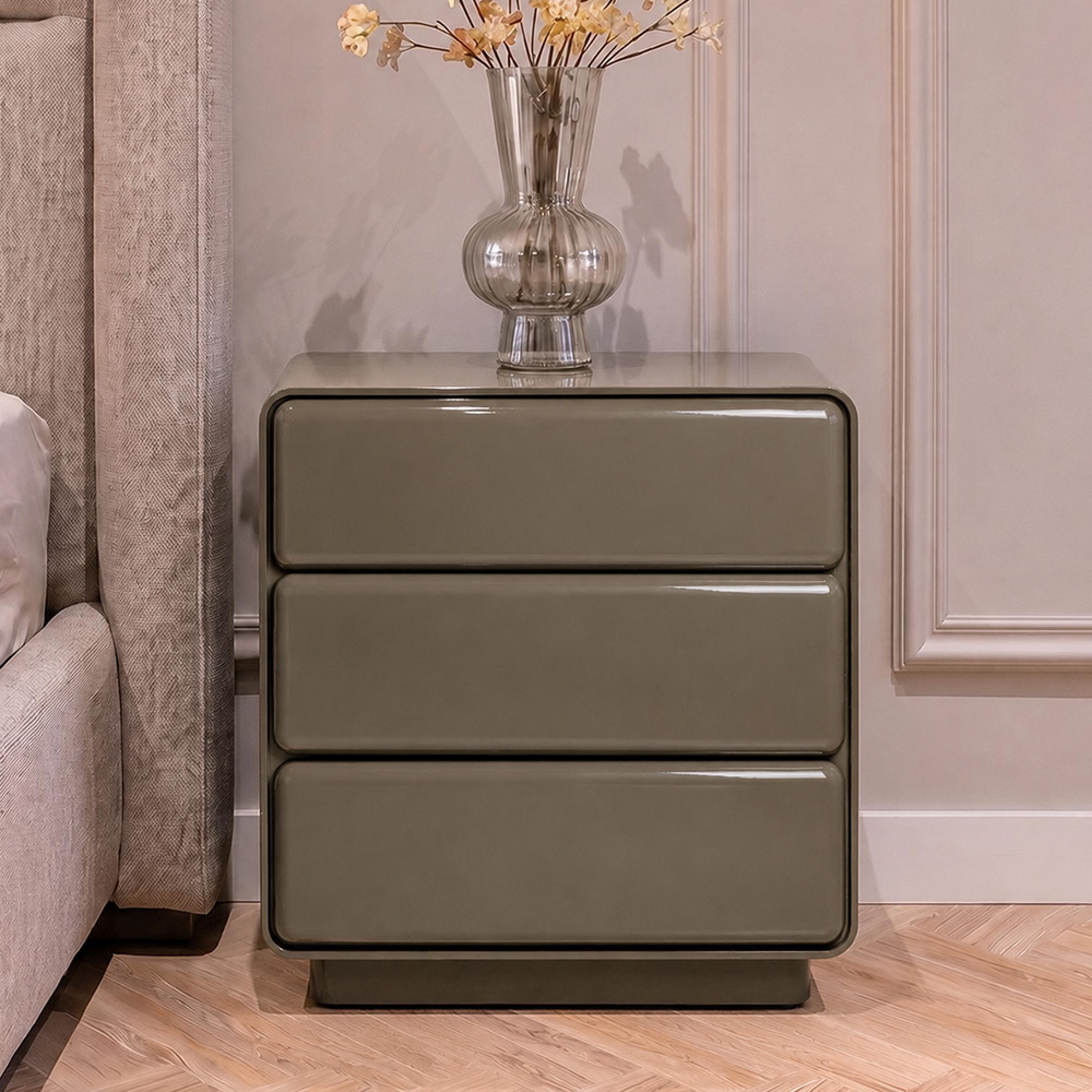 Demy Bedside Cabinet - 3 Drawer - Clay Green