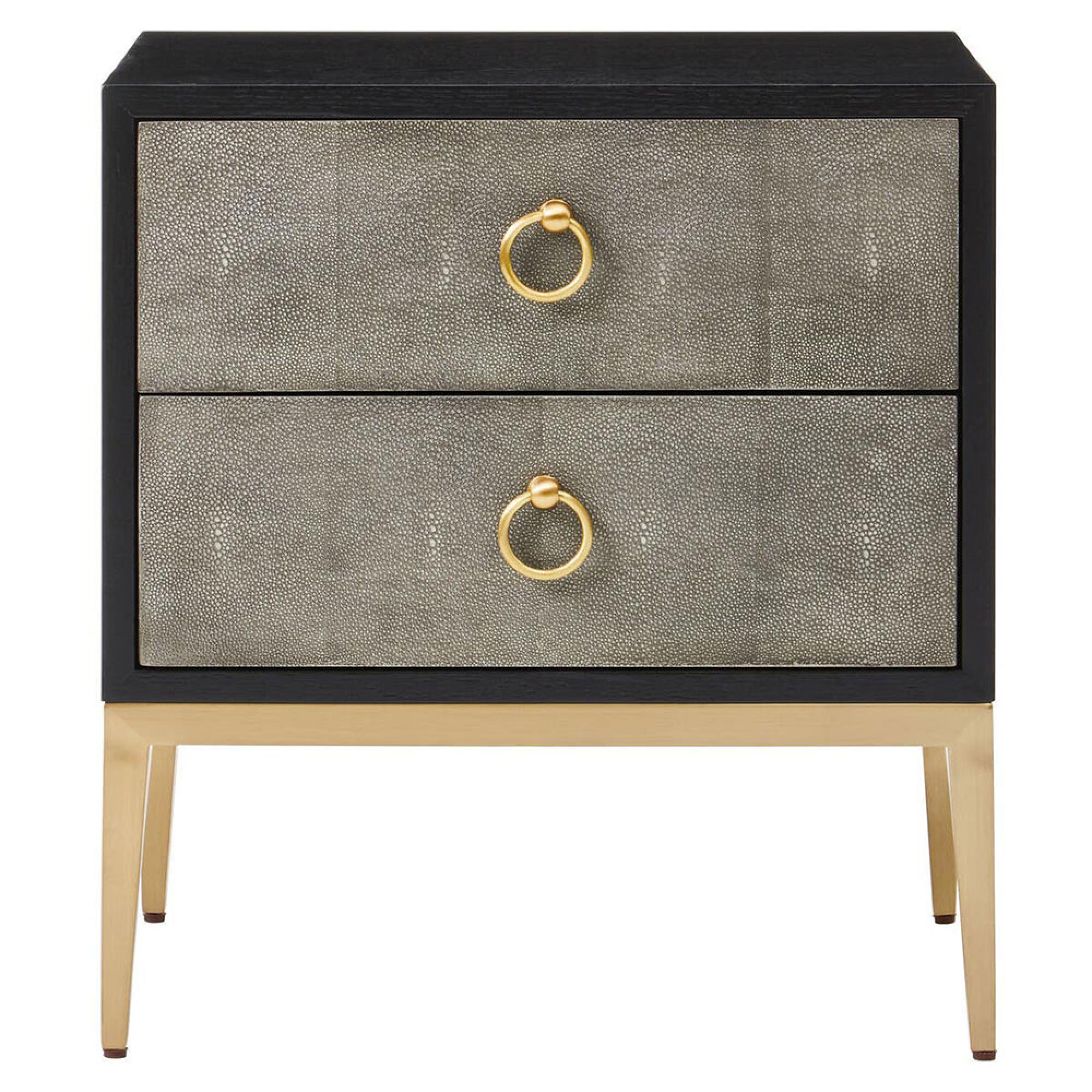 Deruta Bedside Cabinet - 2 Drawer - Grey Faux Shagreen