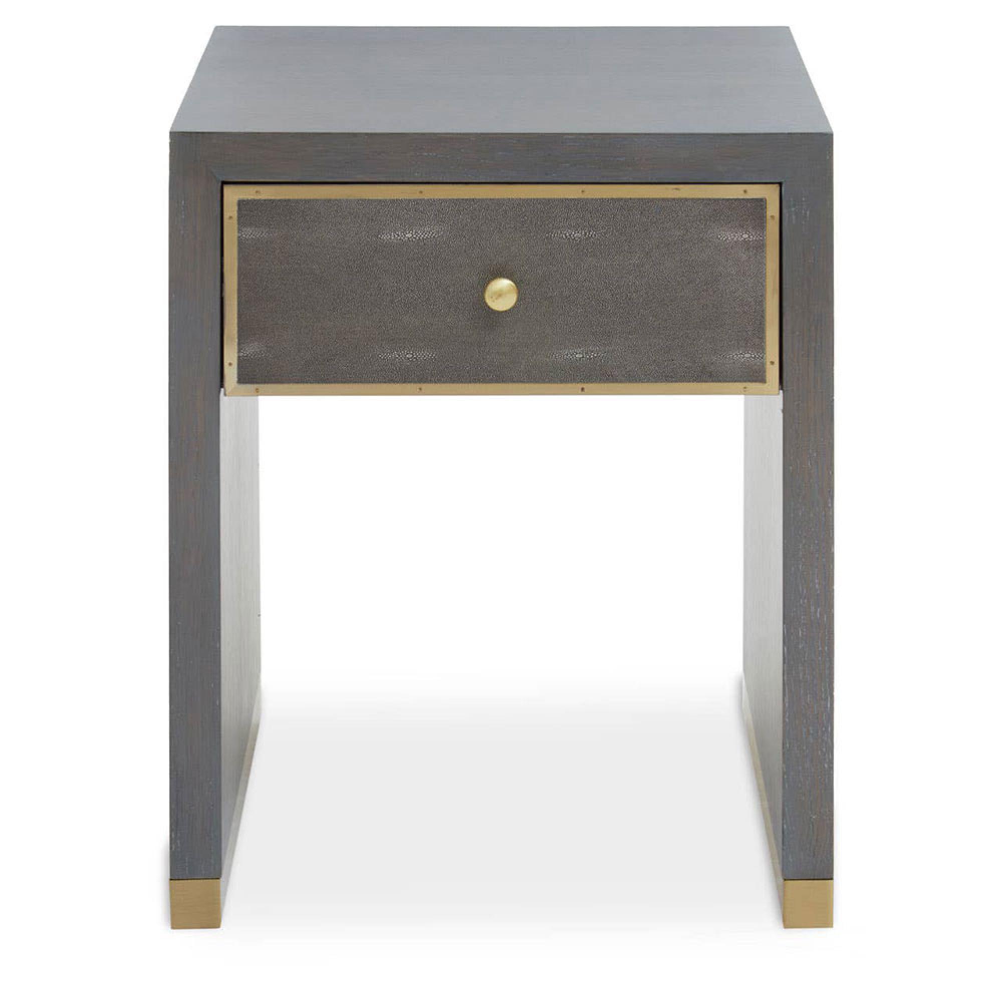 Deskey Bedside Table - 1 Drawer - Grey Faux Shagreen