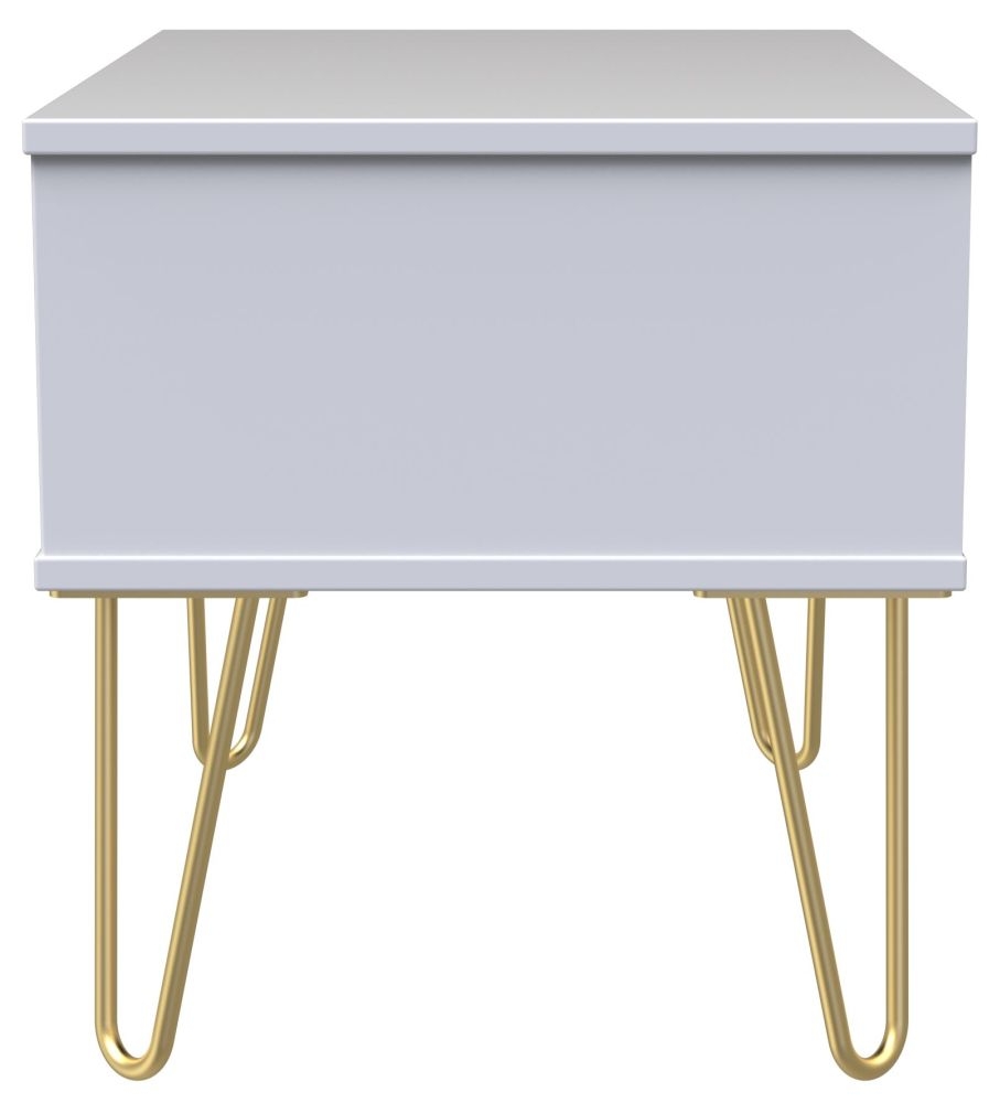 Diamond Midi Bedside Table - 1 Drawer - with Gold Hairpin Legs - Black and White