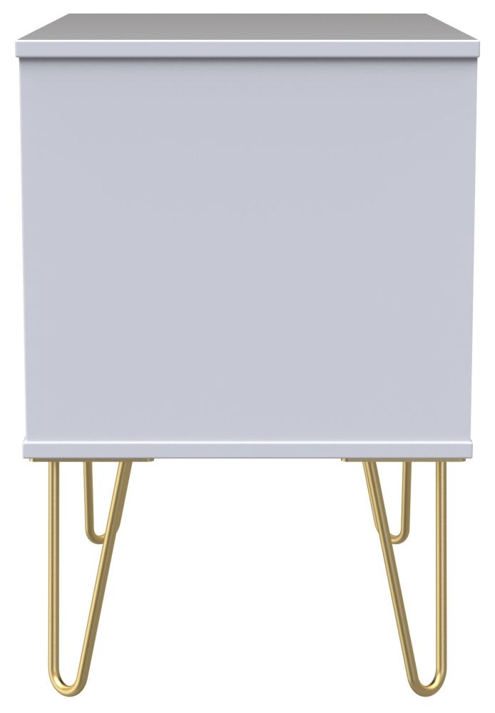 Diamond Midi Bedside Cabinet - 2 Drawer - with Gold Hairpin Legs - Black and White