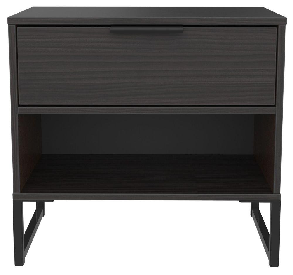 Diego Black 1 Drawer Midi Bedside Table