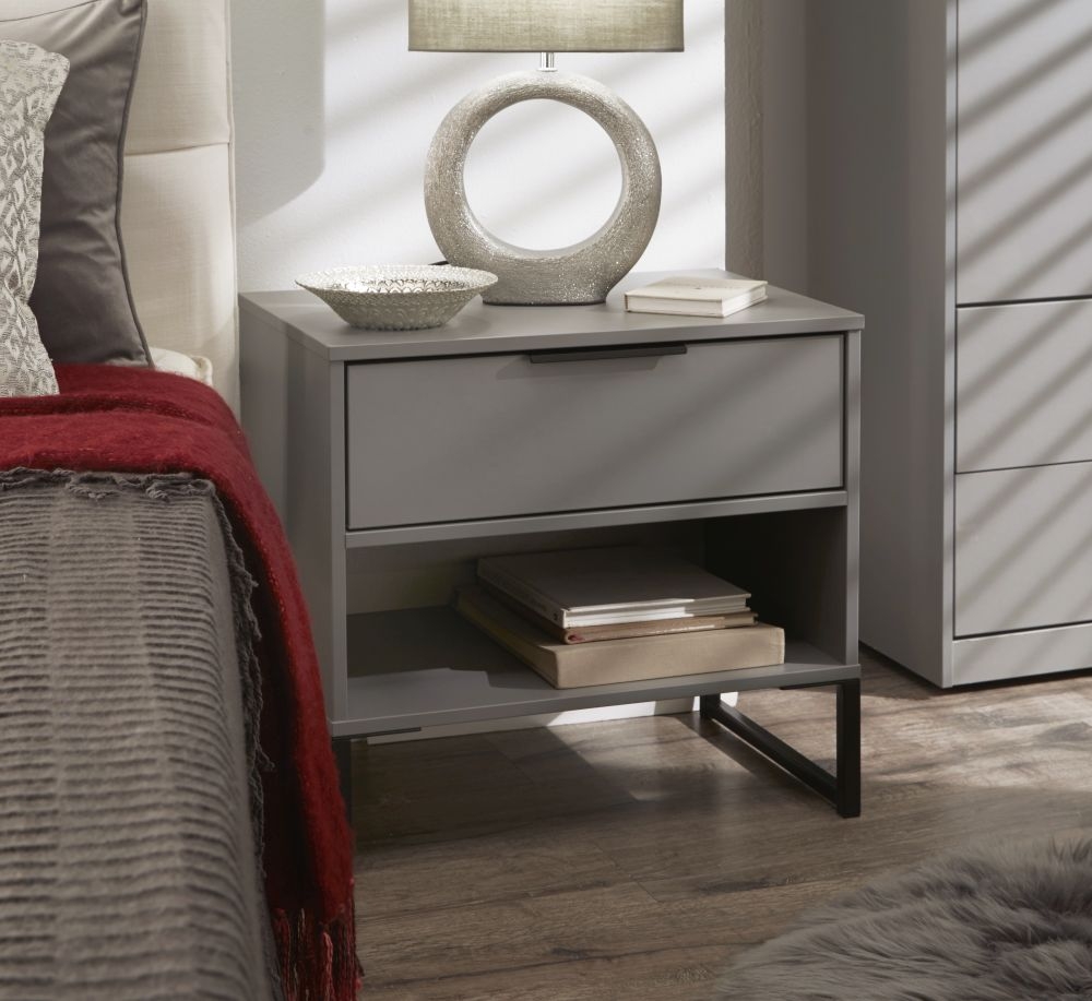 Diego Bedside Table - 1 Drawer - Midi - Grey