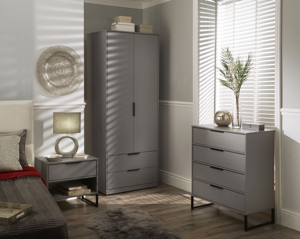 Diego Bedside Table - 1 Drawer - Midi - Grey