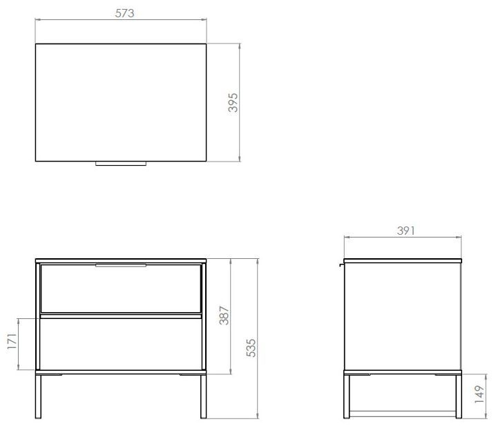 Diego Bedside Table - 1 Drawer - Midi - Grey
